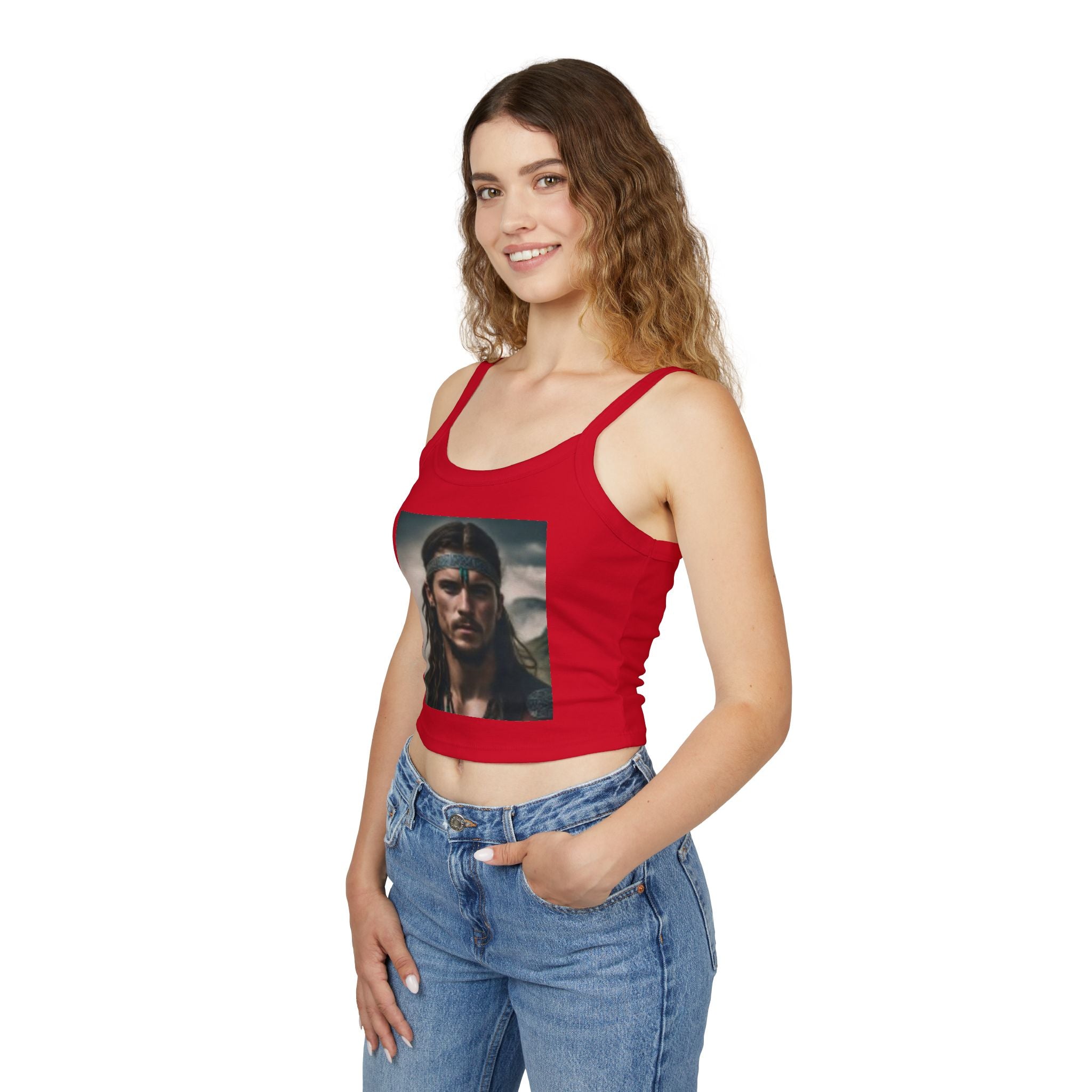 Wolf Spirit Crop Tank — Boho Native-Inspired Women's Spaghetti Strap Top