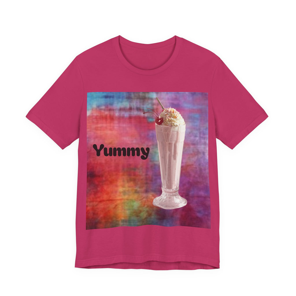 Yummy Strawberry Milkshake Tee - Retro Colorful Ice Cream Soda Graphic T-Shirt