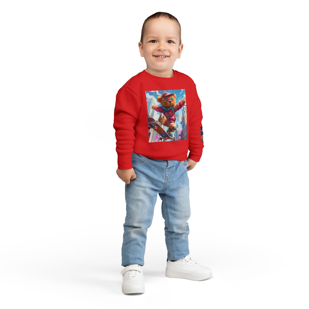 Toddler Sweatshirt — Skateboarding Bear Graphic Pullover