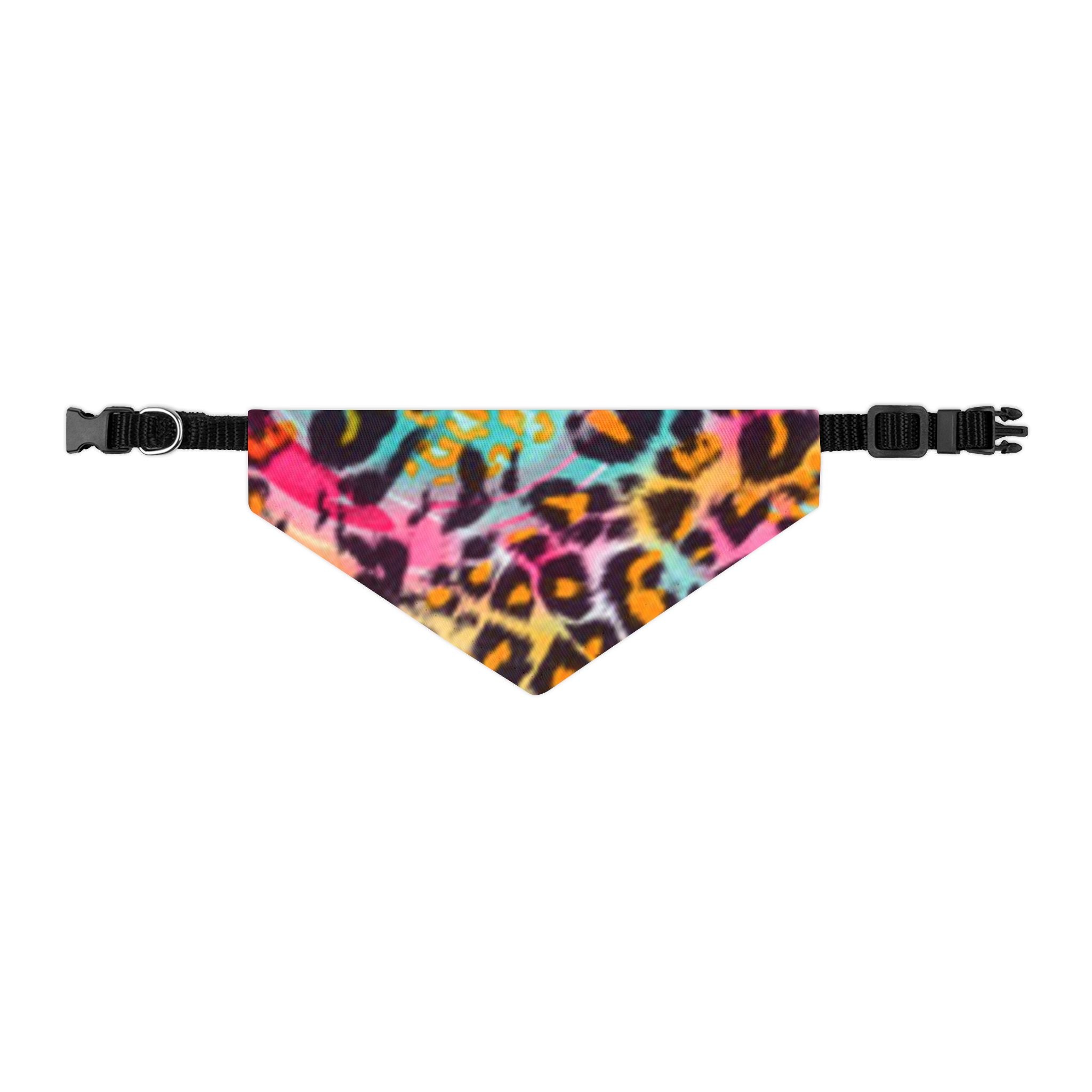 Colorful Leopard Pet Bandana Collar — Vibrant Tie-Dye Animal Print for Dogs & Cats