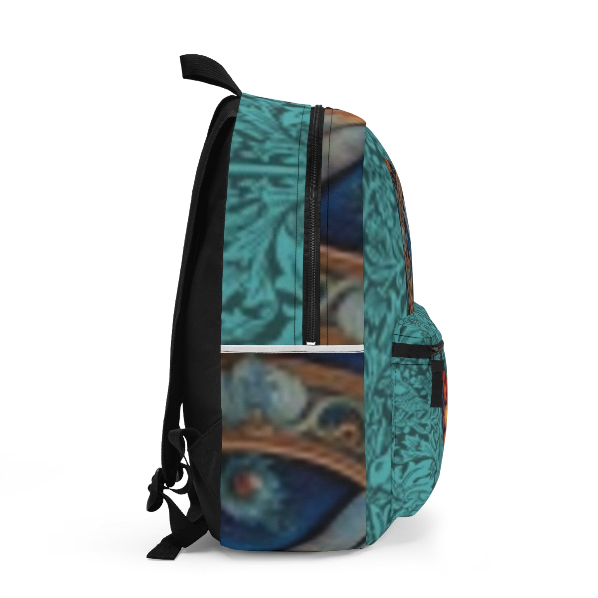 Teal Bohemian Heart & Dragonfly Backpack – Floral Artistic Daypack