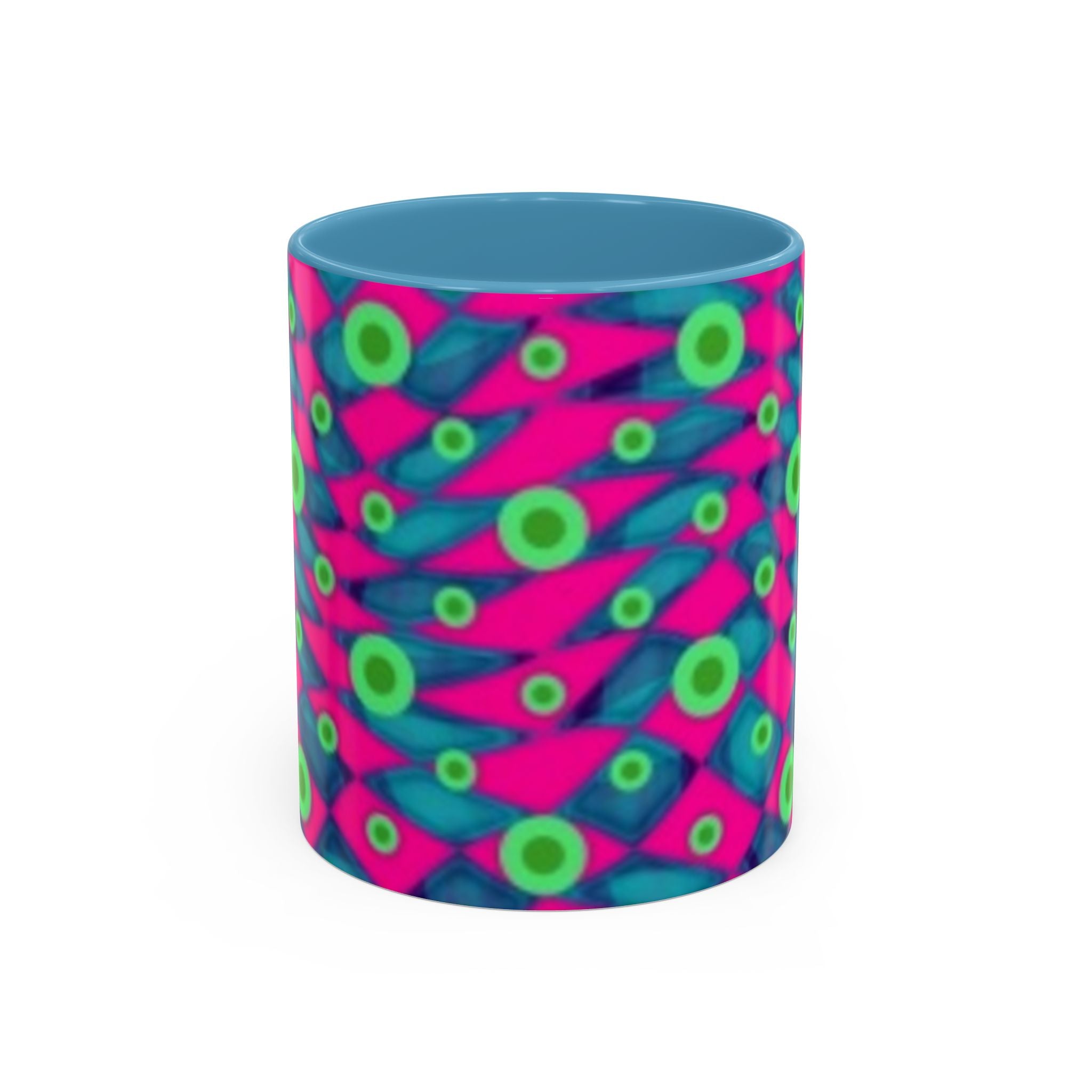 Abstract Neon Pattern Coffee Mug — Vibrant Retro Geometric Accent Mug (11/15oz)