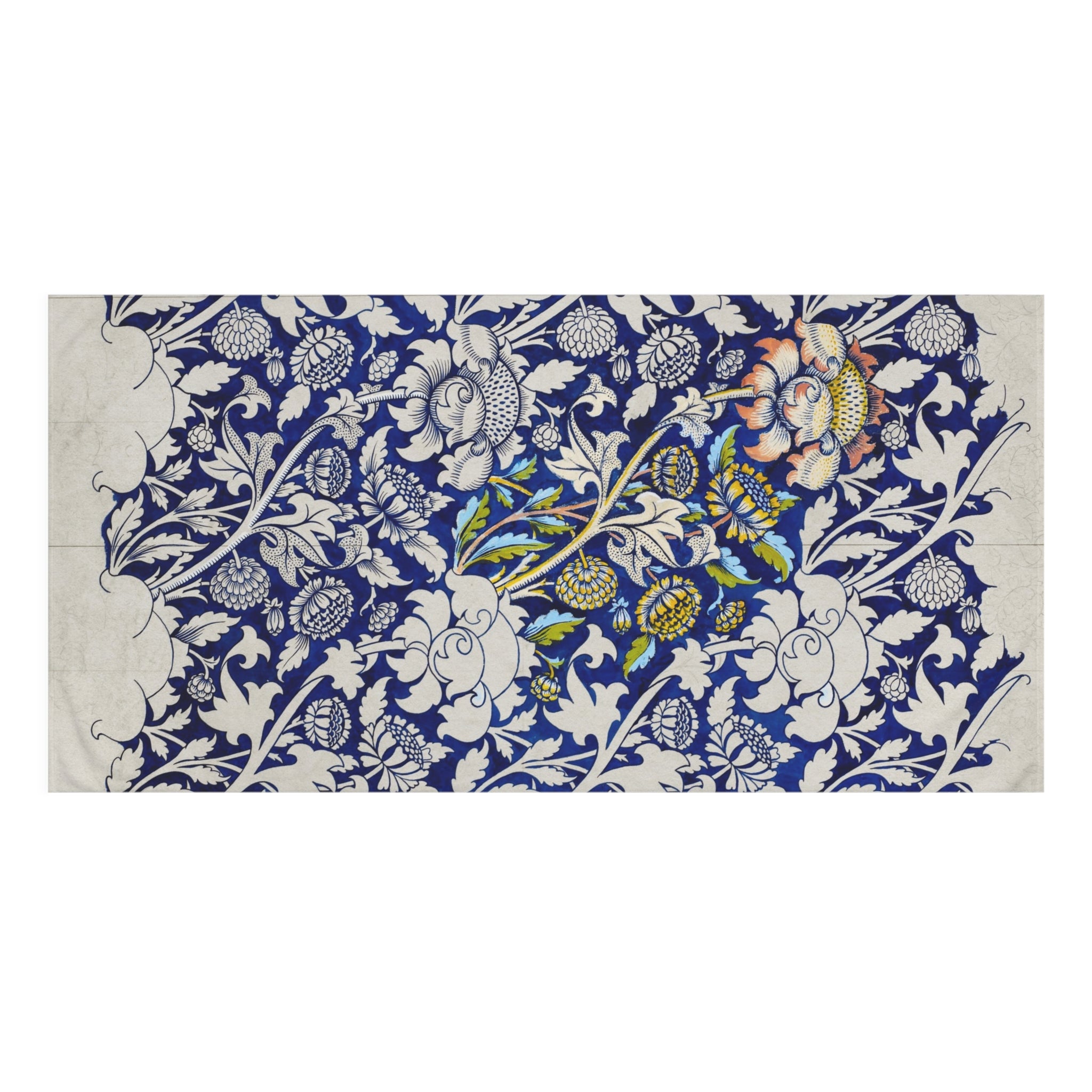 Floral Blue Persian-Inspired Cotton Towel