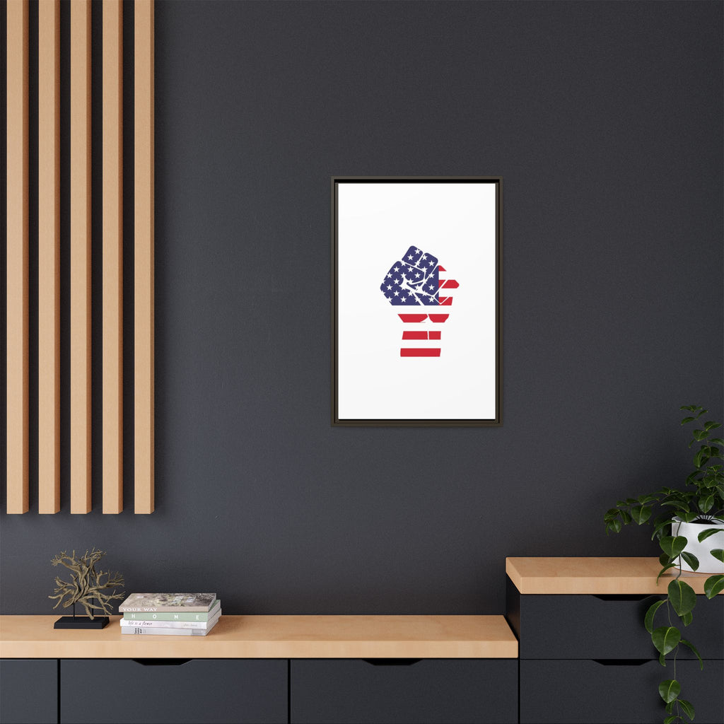 Framed Canvas Print – American Flag Fist Wall Art