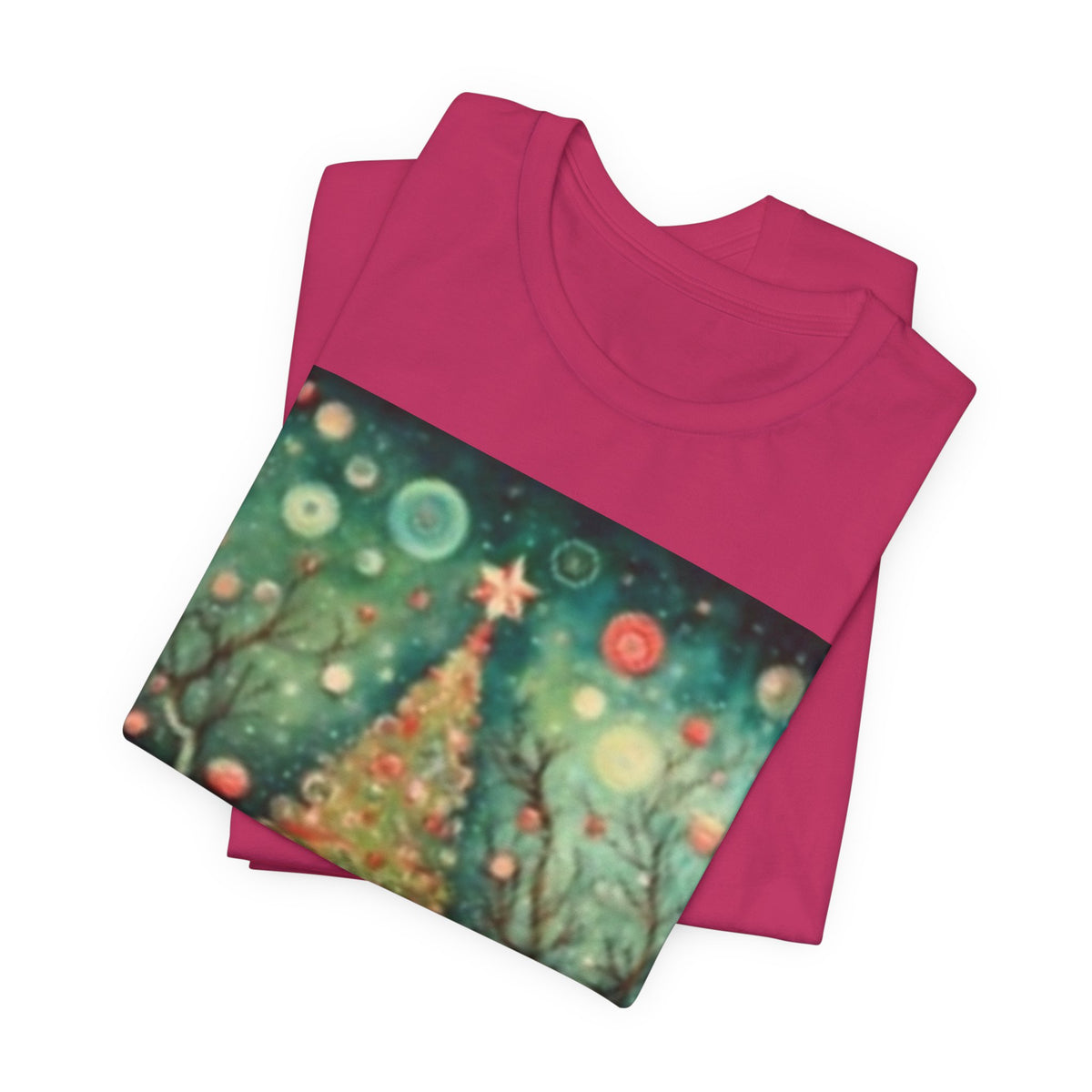 Vintage Christmas Tree Tee — Holiday Village Scenic T‑Shirt