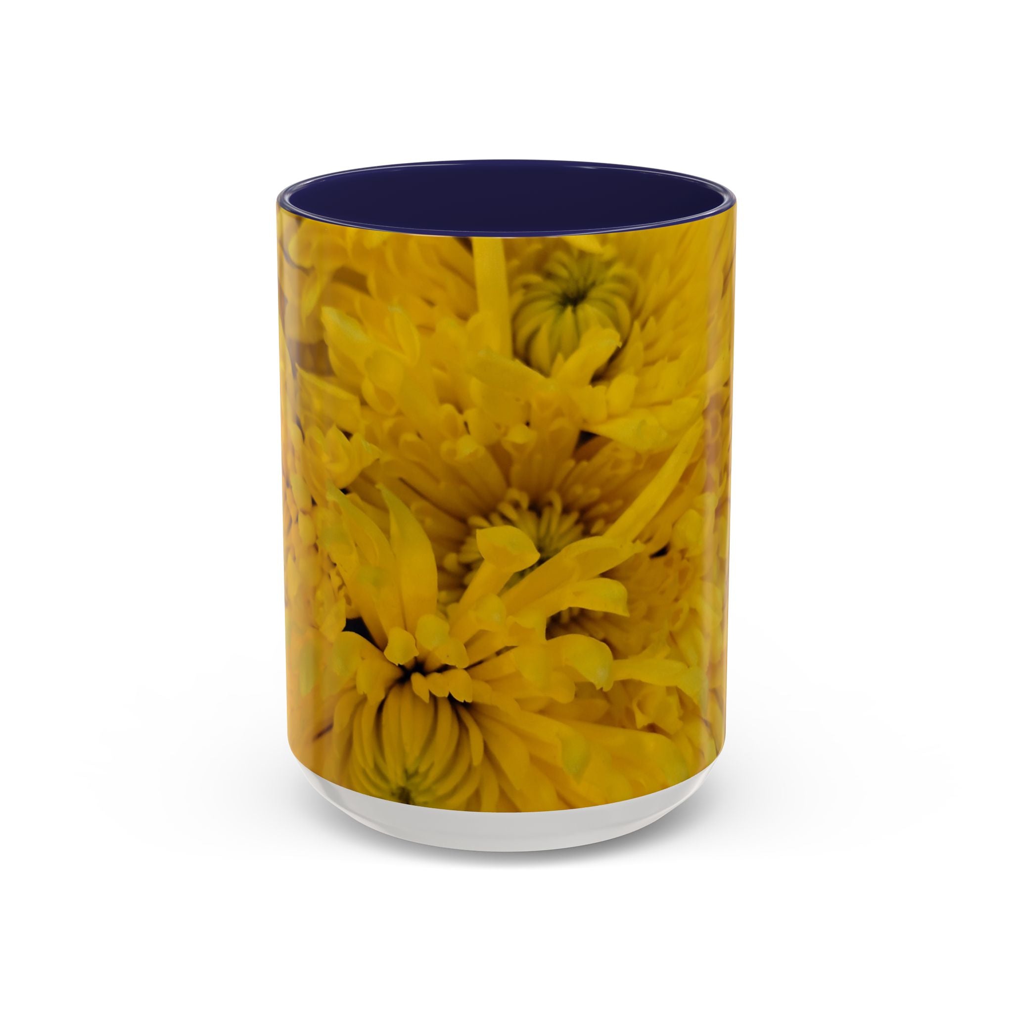 Mug à café motif chrysanthème jaune — Tasse à thé florale 11/15oz