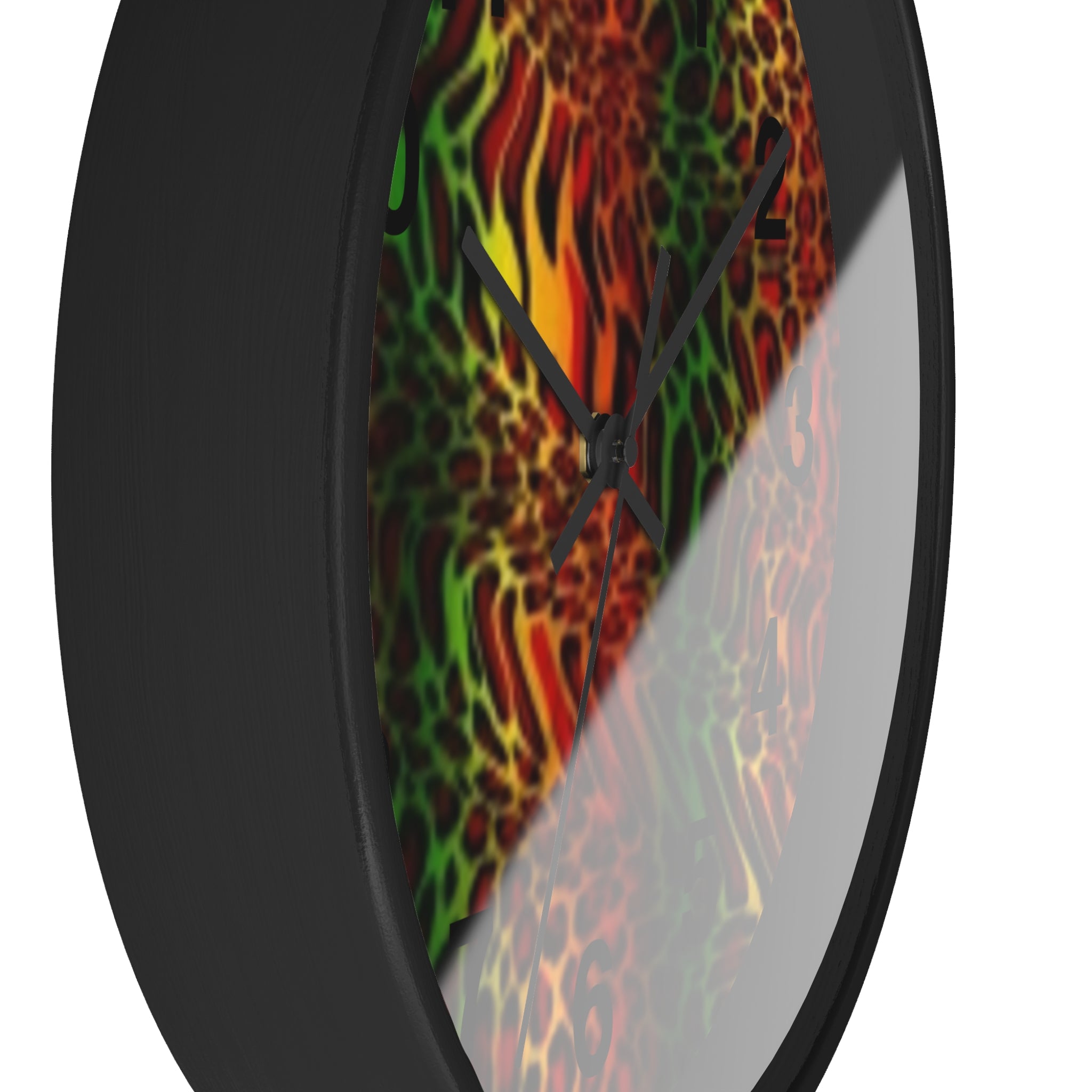 Rasta Safari Wall Clock — Vibrant Red Green Yellow Animal Print Timepiece