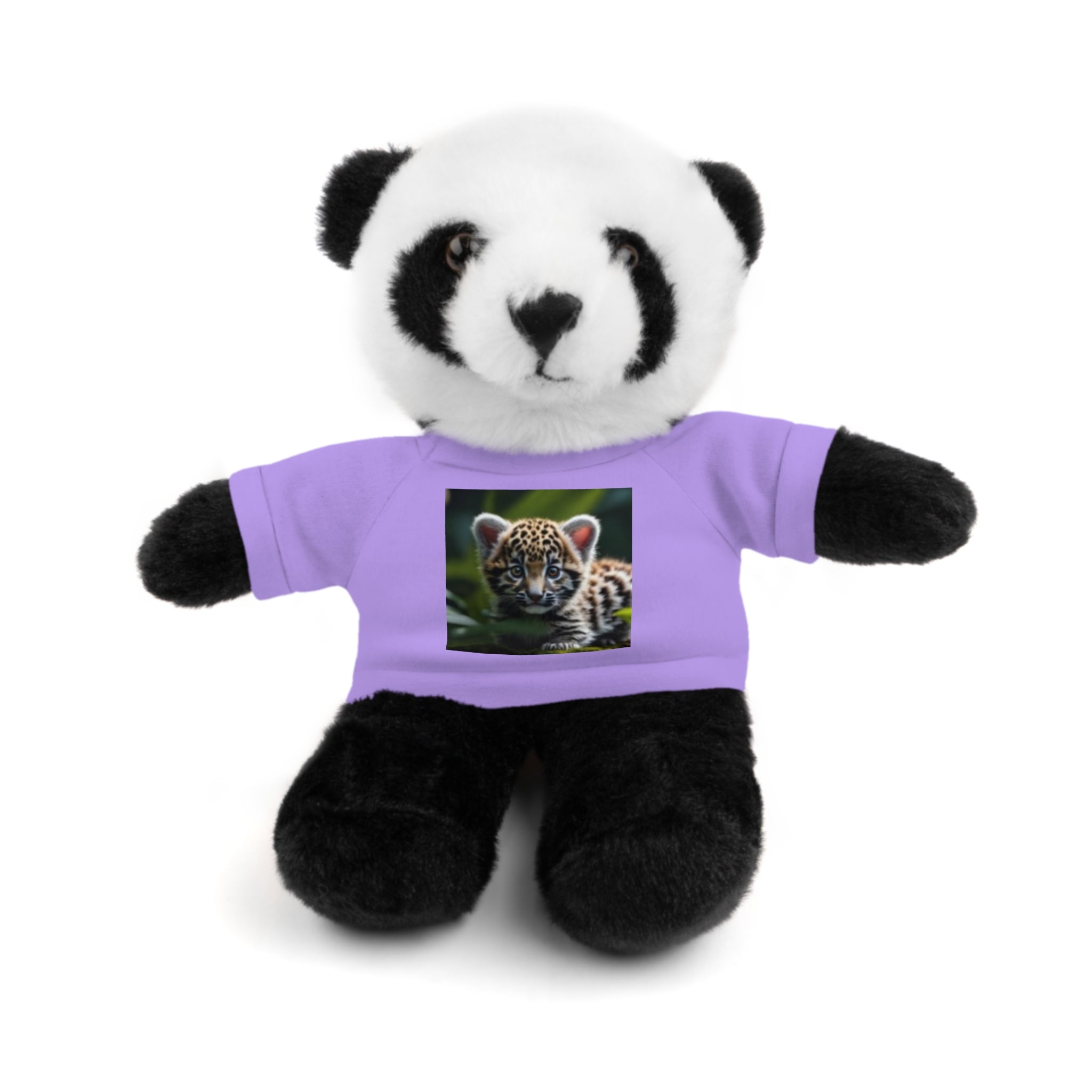 Plush Teddy Bear with Leopard Cub Tee — Cute Animal Gift for Kids & Wildlife Lovers