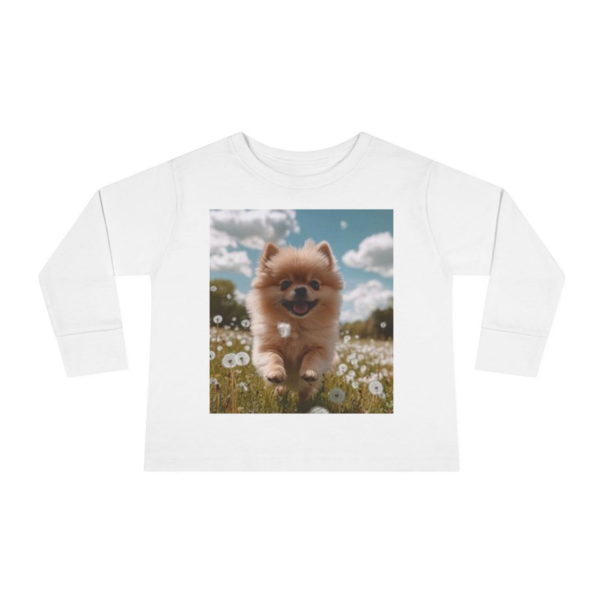 Toddler Tee — Puppy Running through Wildflowers Sleeve Shirt for Kids