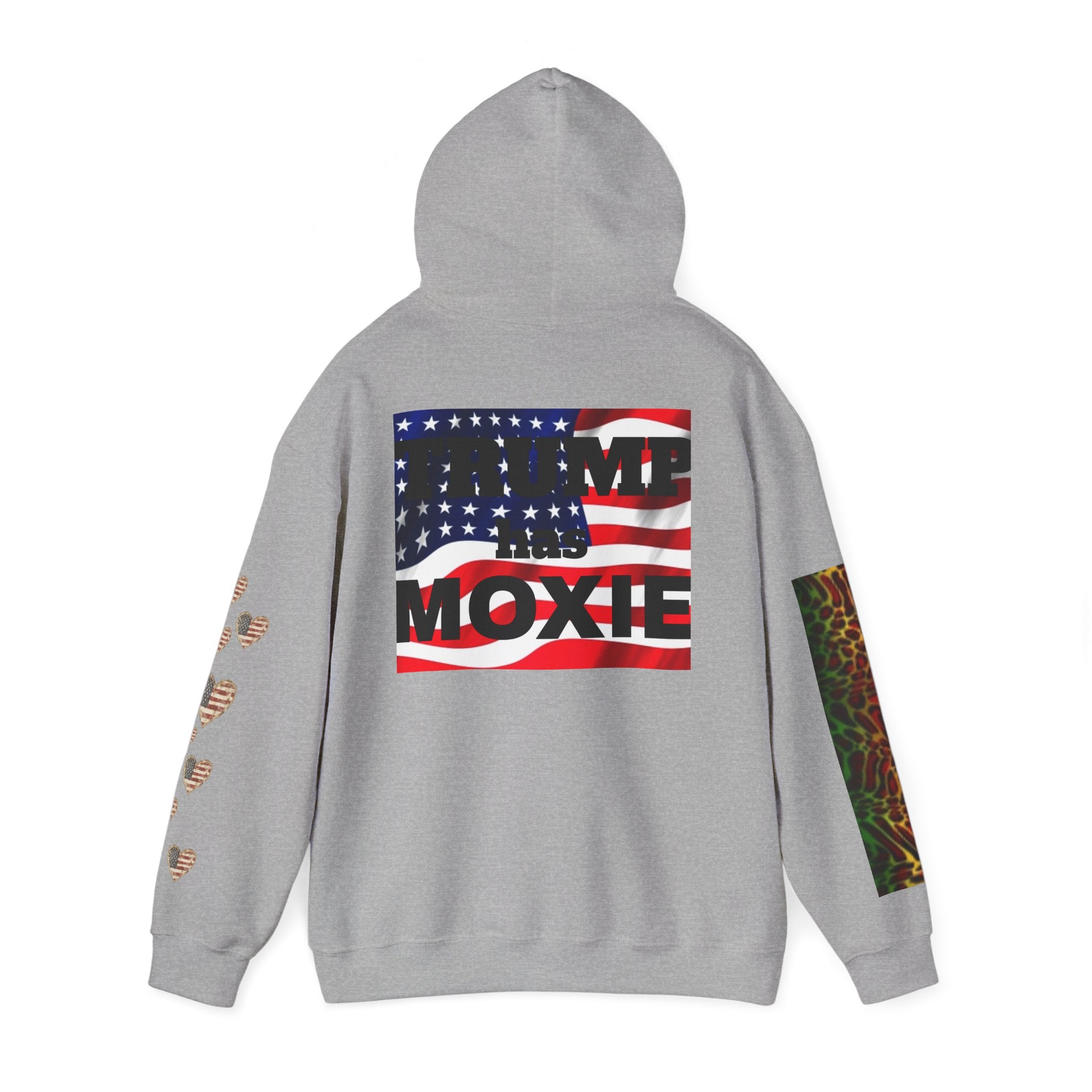 TRUMP has MOXIE American Flag  Graphic Hoodie — Patriotic Fist Design
