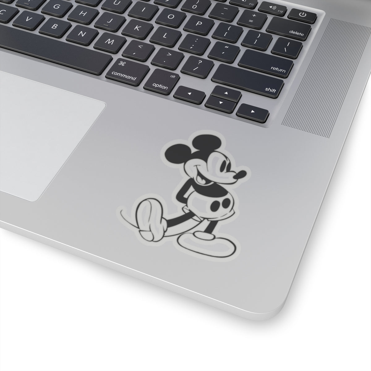 Vintage Cartoon Mouse Sticker — Retro Black & White Kiss-Cut Decal for Laptops, Water Bottles, and Scrapbooks
