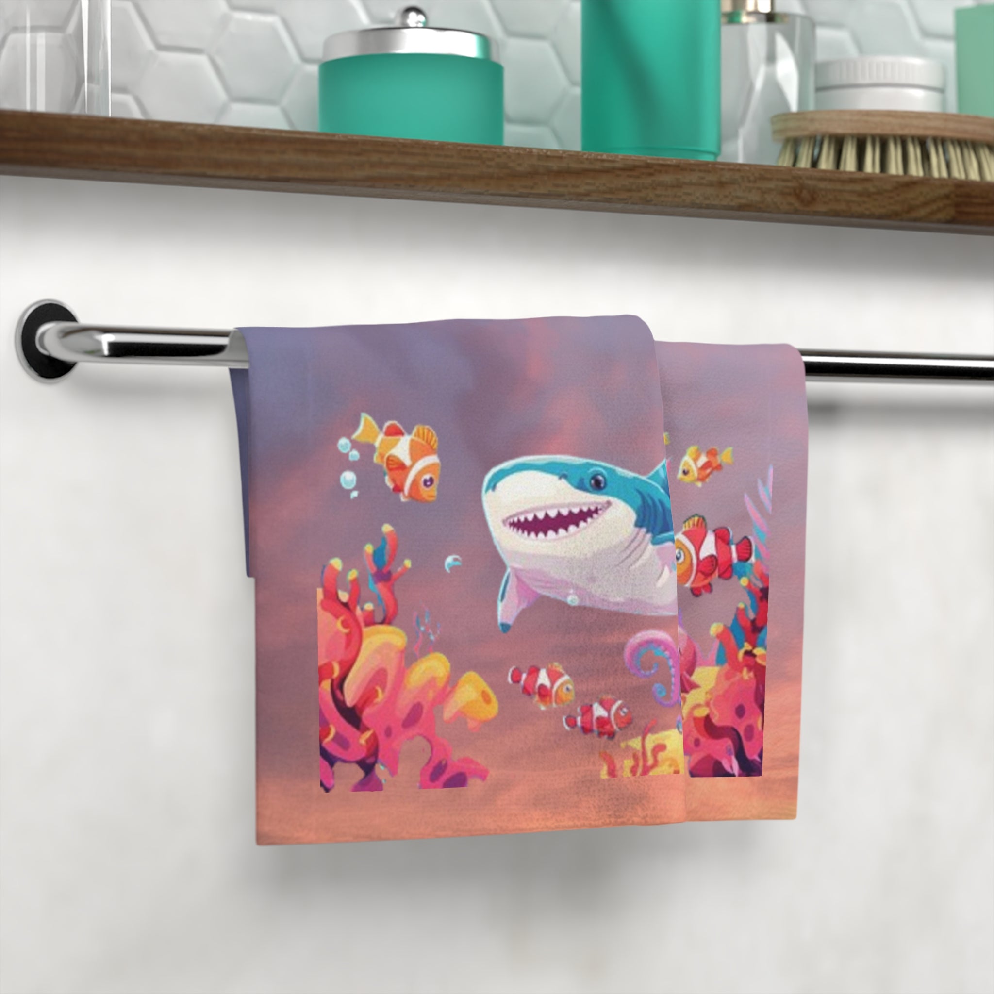 Blue Dahlia Face Towel — Floral Decorative Cotton Washcloth