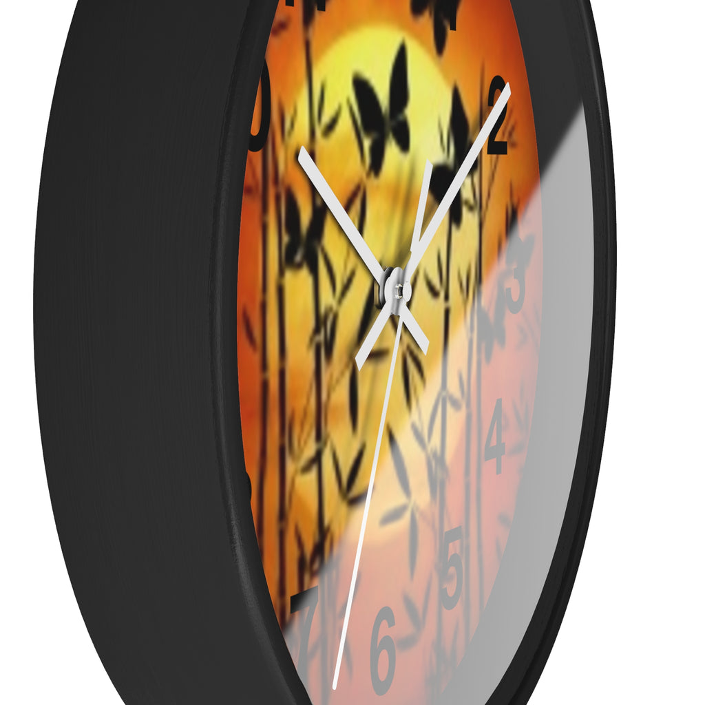 Butterfly Sunset Wall Clock — Bamboo Silhouette Home Decor
