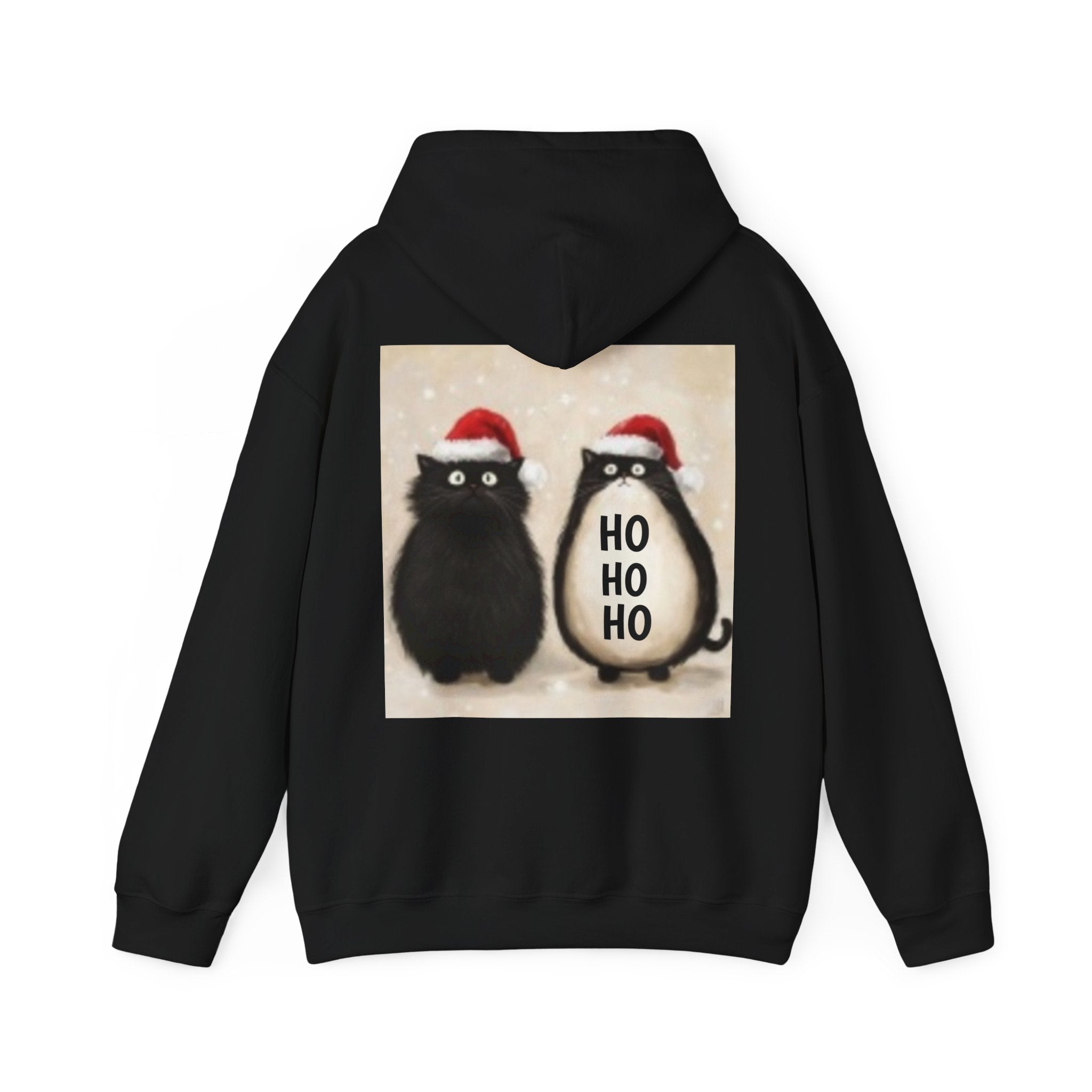 Holiday Cat & Penguin Hoodie — Cute Christmas Cats in Santa Hats