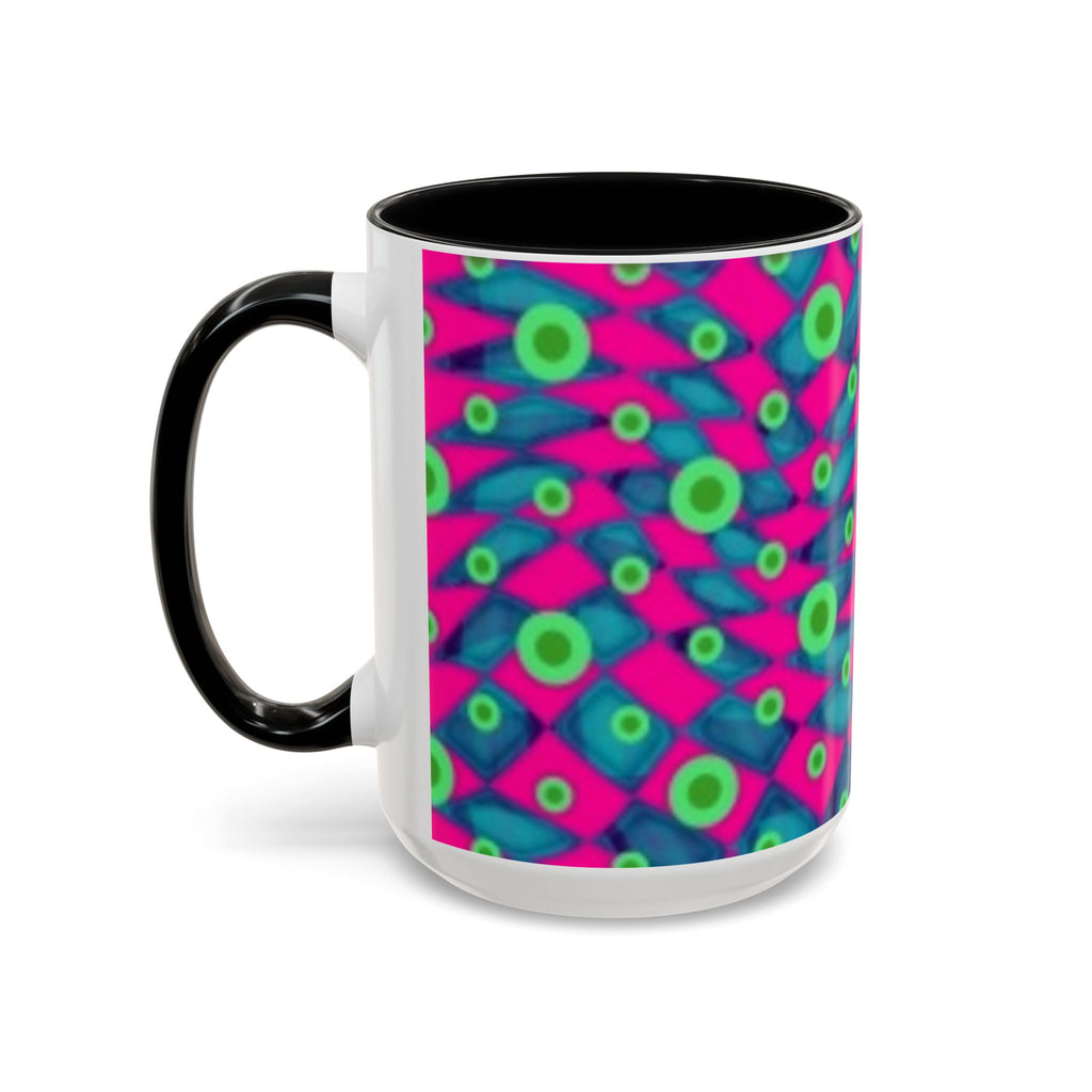 Abstract Neon Pattern Coffee Mug — Vibrant Retro Geometric Accent Mug (11/15oz)