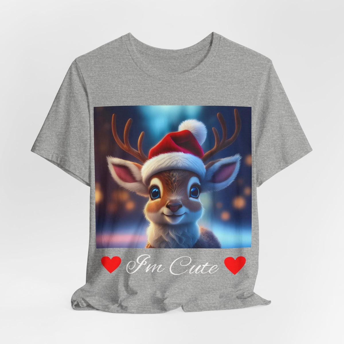 Cute Reindeer Santa Hat T-Shirt — Christmas Kids & Family Holiday Tee