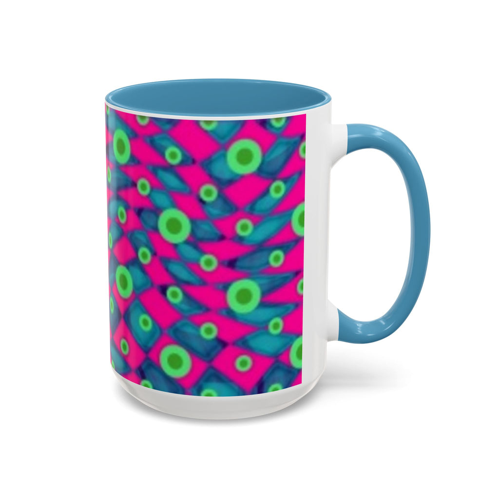 Abstract Neon Pattern Coffee Mug — Vibrant Retro Geometric Accent Mug (11/15oz)