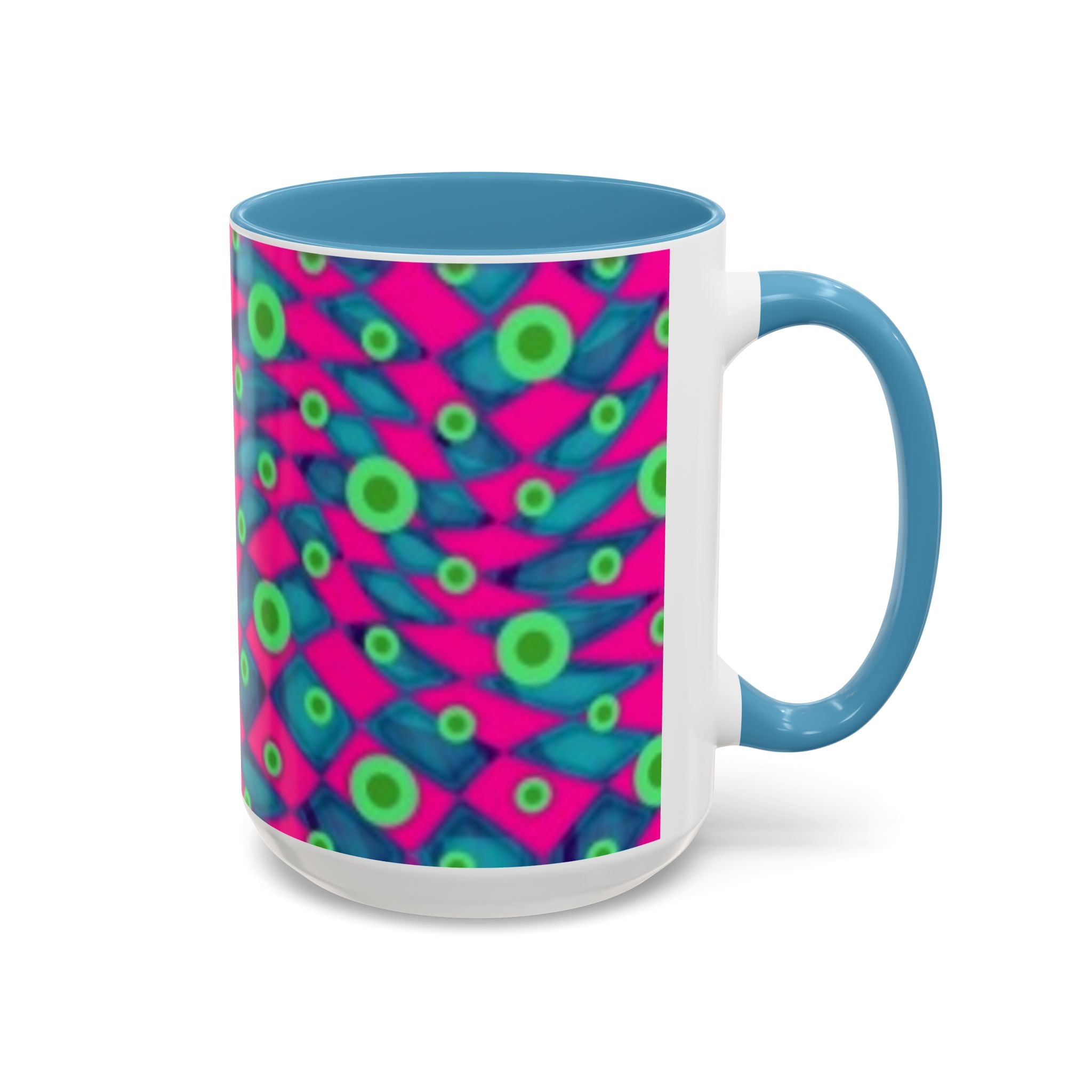 Abstract Neon Pattern Coffee Mug — Vibrant Retro Geometric Accent Mug (11/15oz)