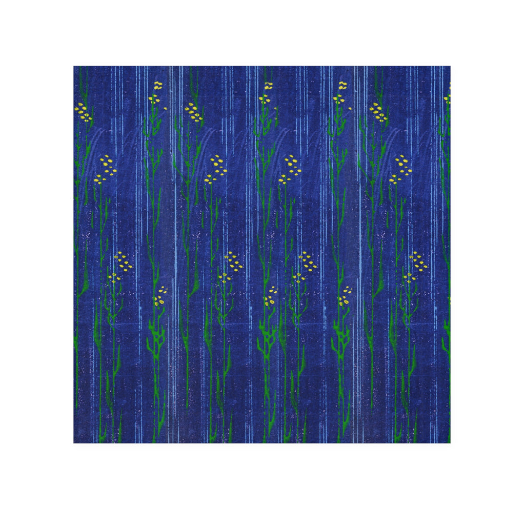 Blue Wildflower Face Towel — Botanical Stripe Hand Towel