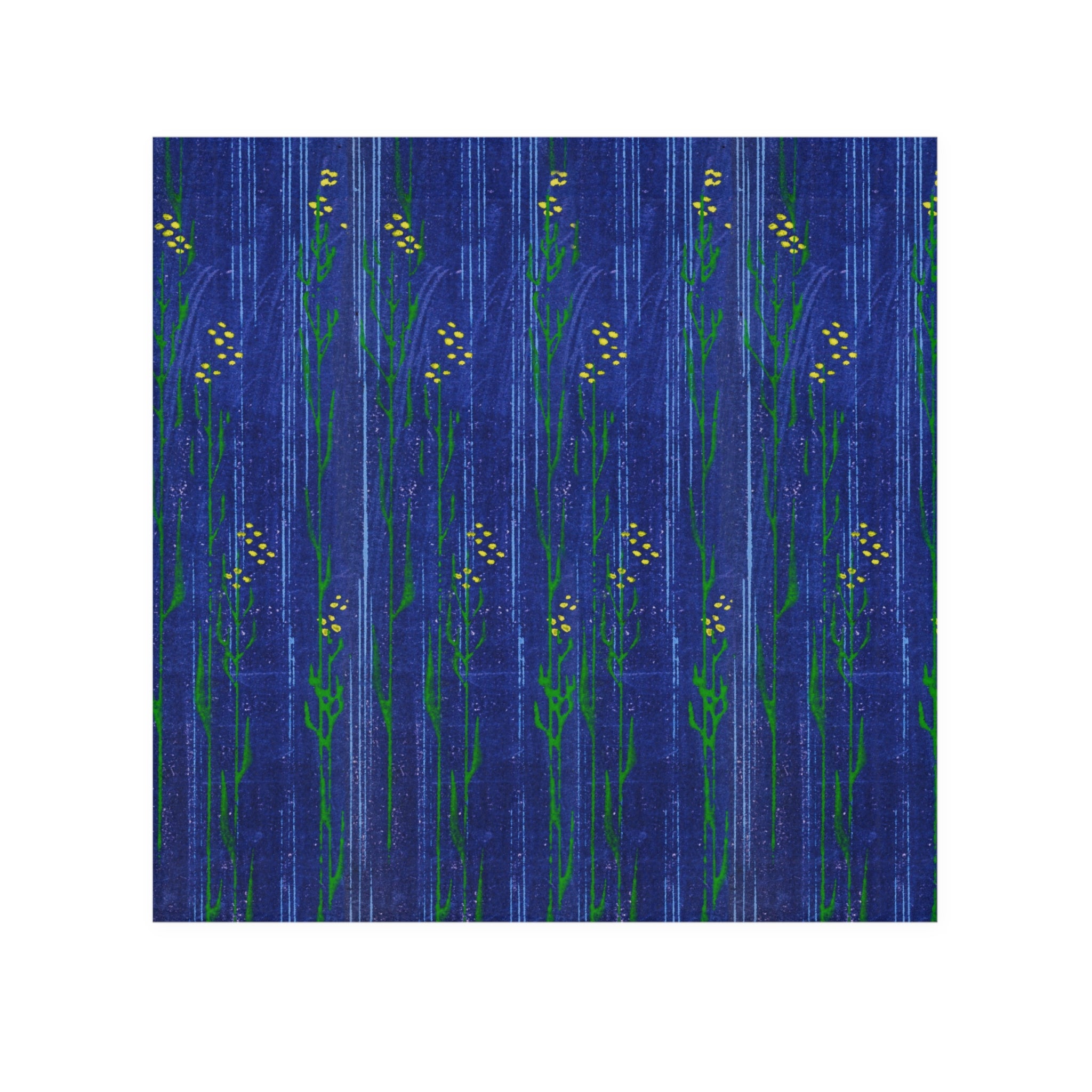 Blue Wildflower Face Towel — Botanical Stripe Hand Towel