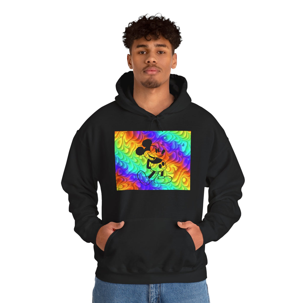 Mickey Mouse Rainbow Colors Unisex Heavy Blend Hooded Sweatshirt Warm & Cozy