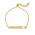 I Believe in You Adjustable Flat Cutout Heart Bar Bracelet (Engraving)