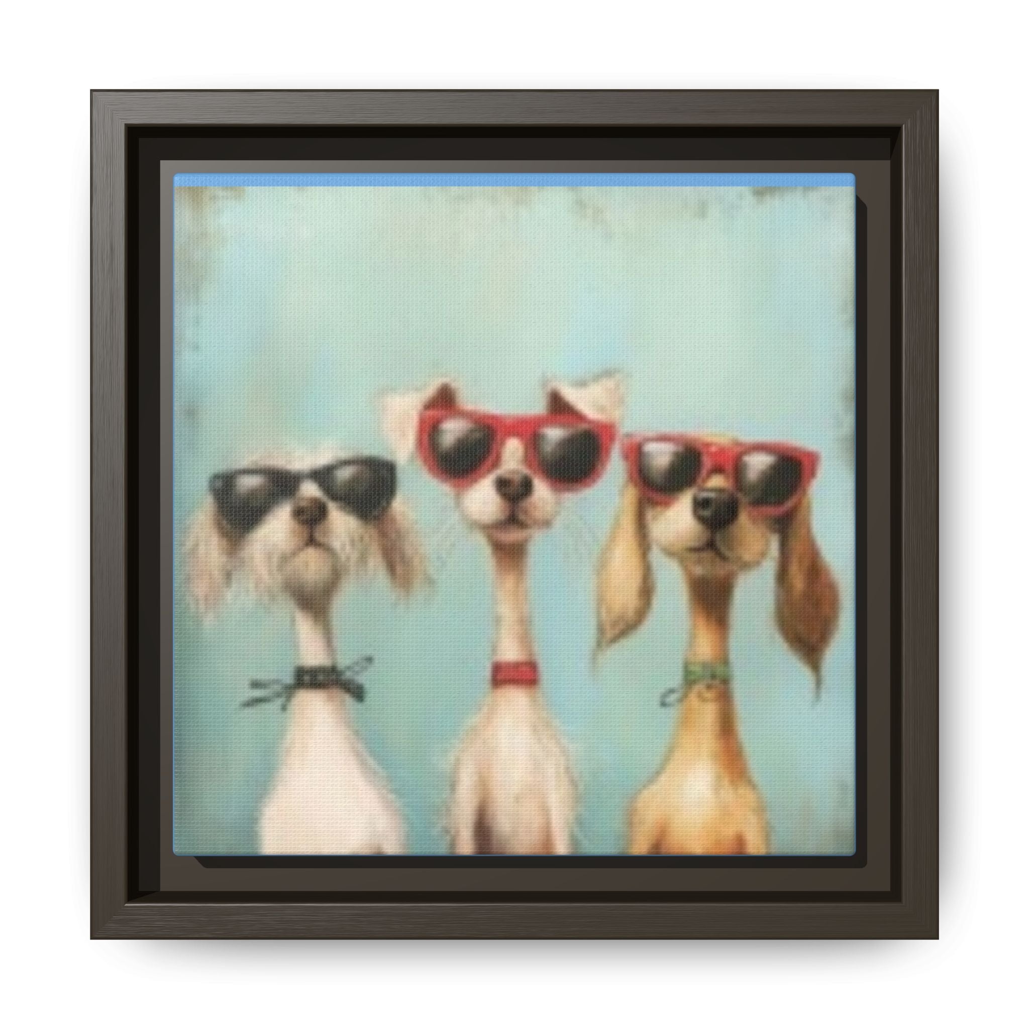 Framed Matte Canvas — Three Cool Dogs in Sunglasses Wall Art