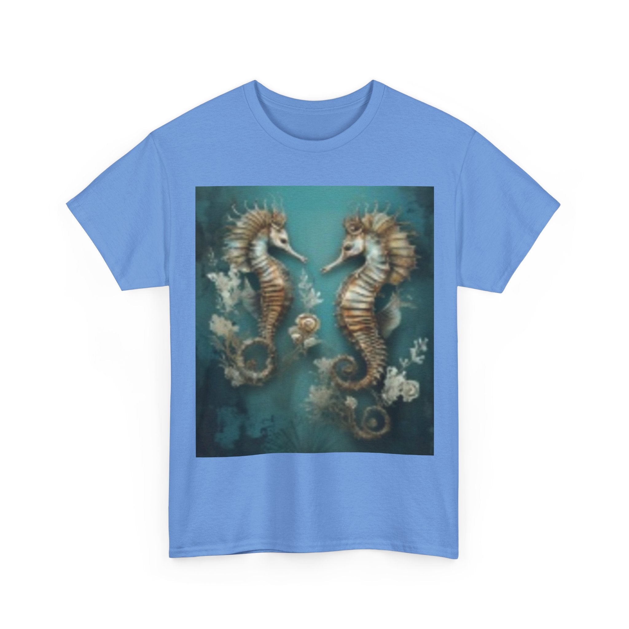 Seahorse Pair Art Tee — Vintage Ocean Illustration T-Shirt