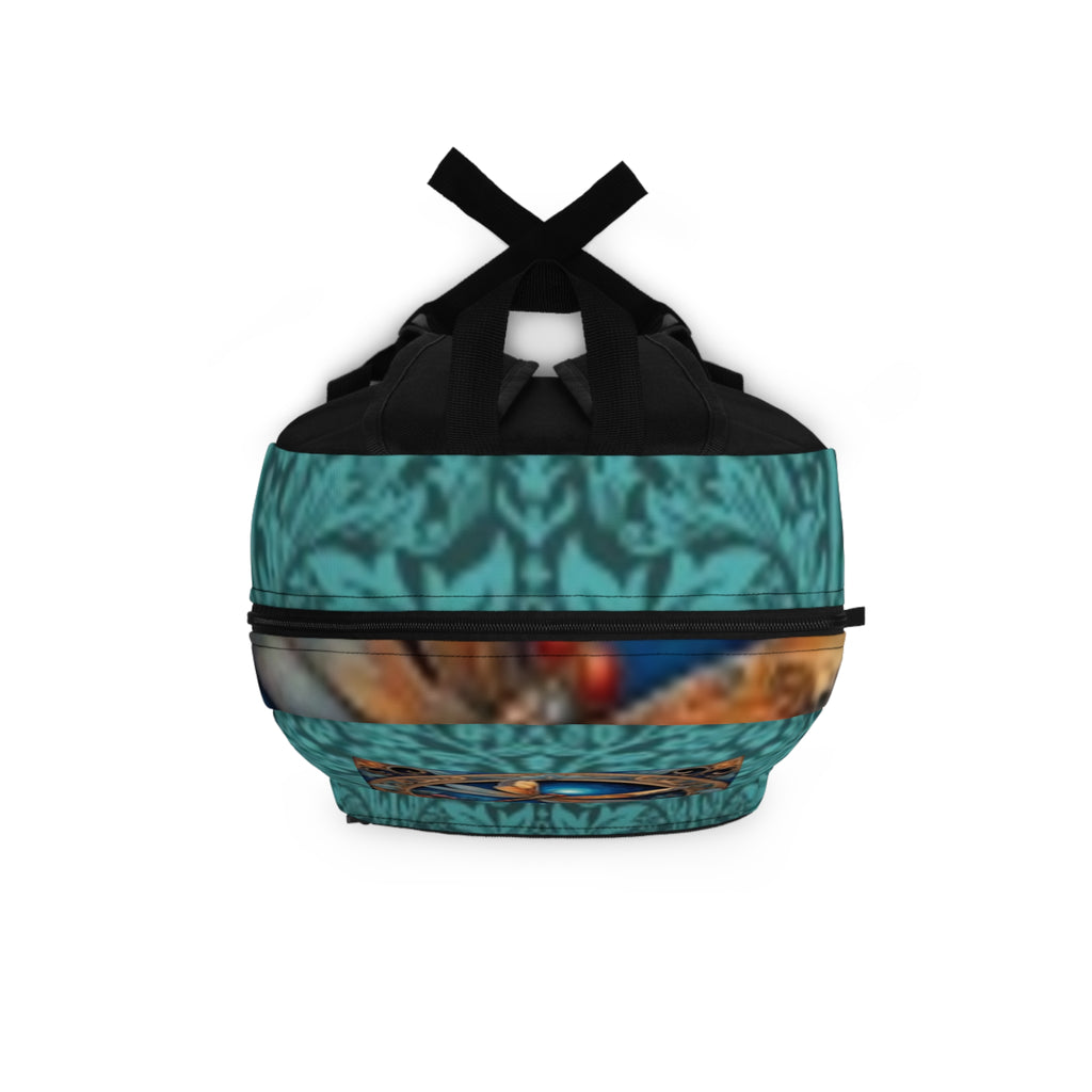 Teal Bohemian Heart & Dragonfly Backpack – Floral Artistic Daypack