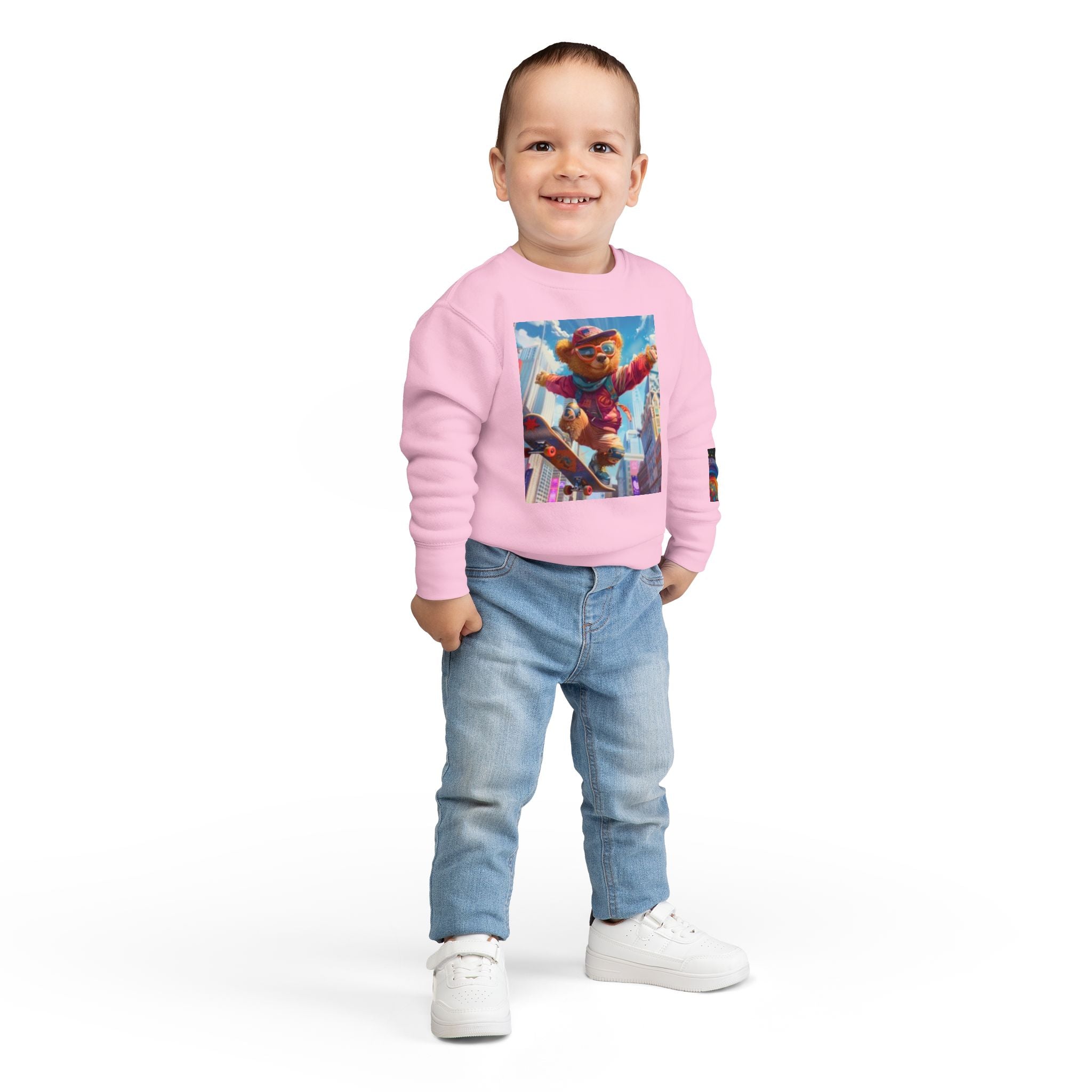 Toddler Sweatshirt — Skateboarding Bear Graphic Pullover