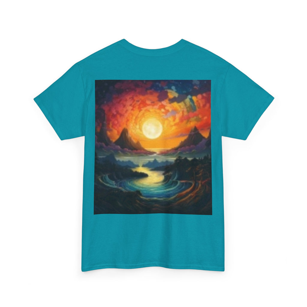 Nature Scene T-shirt— Five Bears in  River & Sunset Landscape T-Shirt
