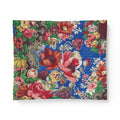 Vintage Floral Cotton Comforter - Bold Rose Bouquet Blue Bedspread