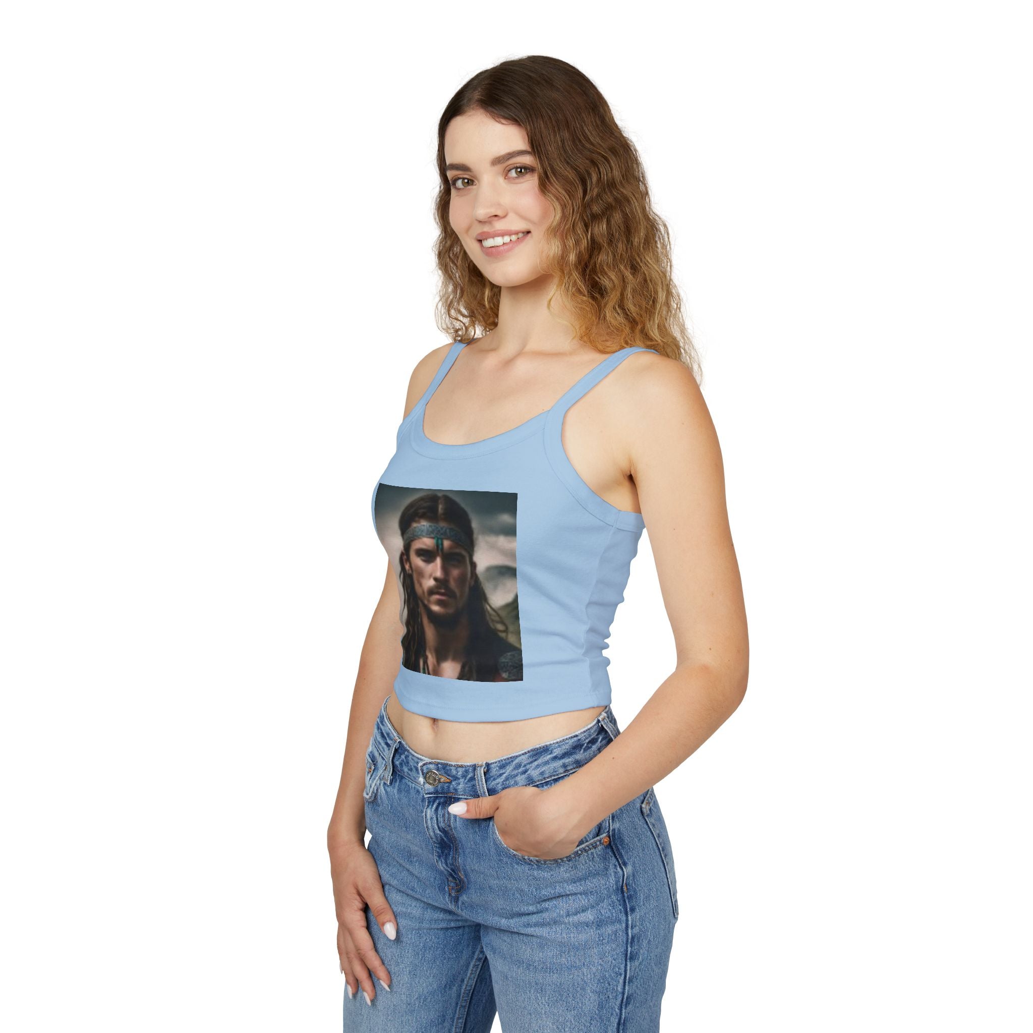 Wolf Spirit Crop Tank — Boho Native-Inspired Women's Spaghetti Strap Top