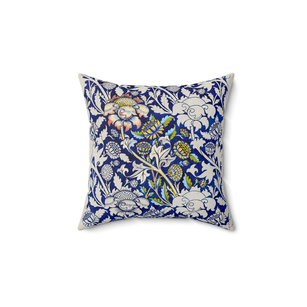 Floral William Morris–Style Navy Decorative Pillow