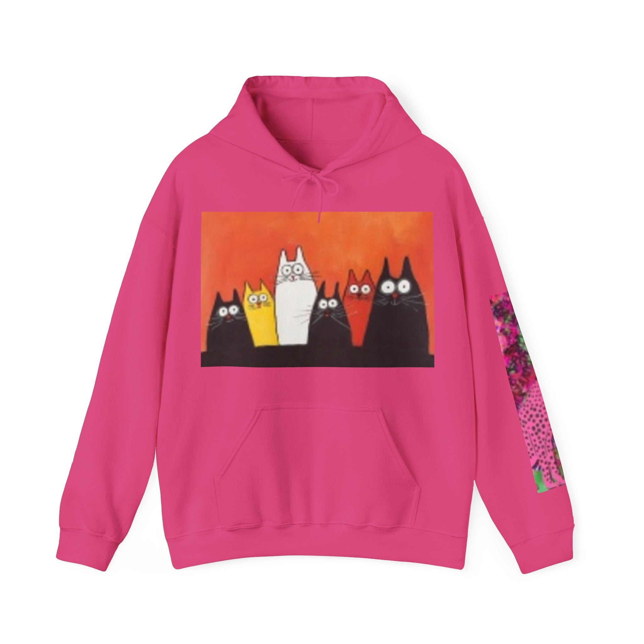 Cat Crew Hoodie — Colorful Curious Cats Graphic Sweatshirt