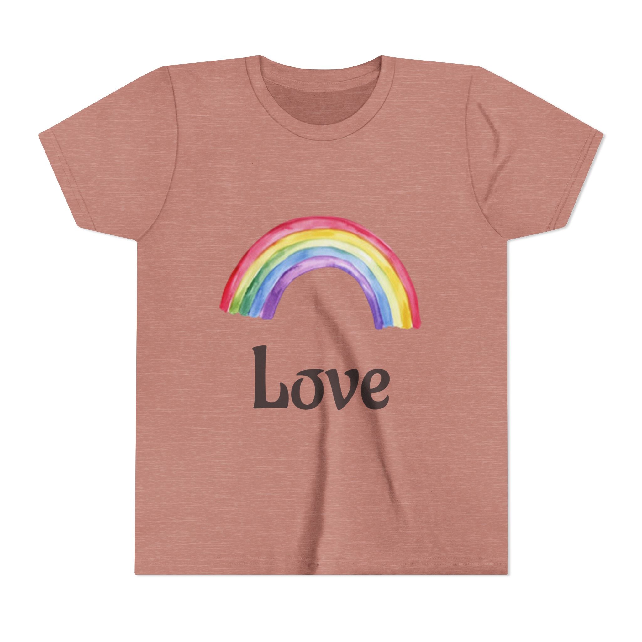 T-shirt enfant — T-shirt pour enfants arc-en-ciel aquarelle et drapeau américain à coups de pinceau