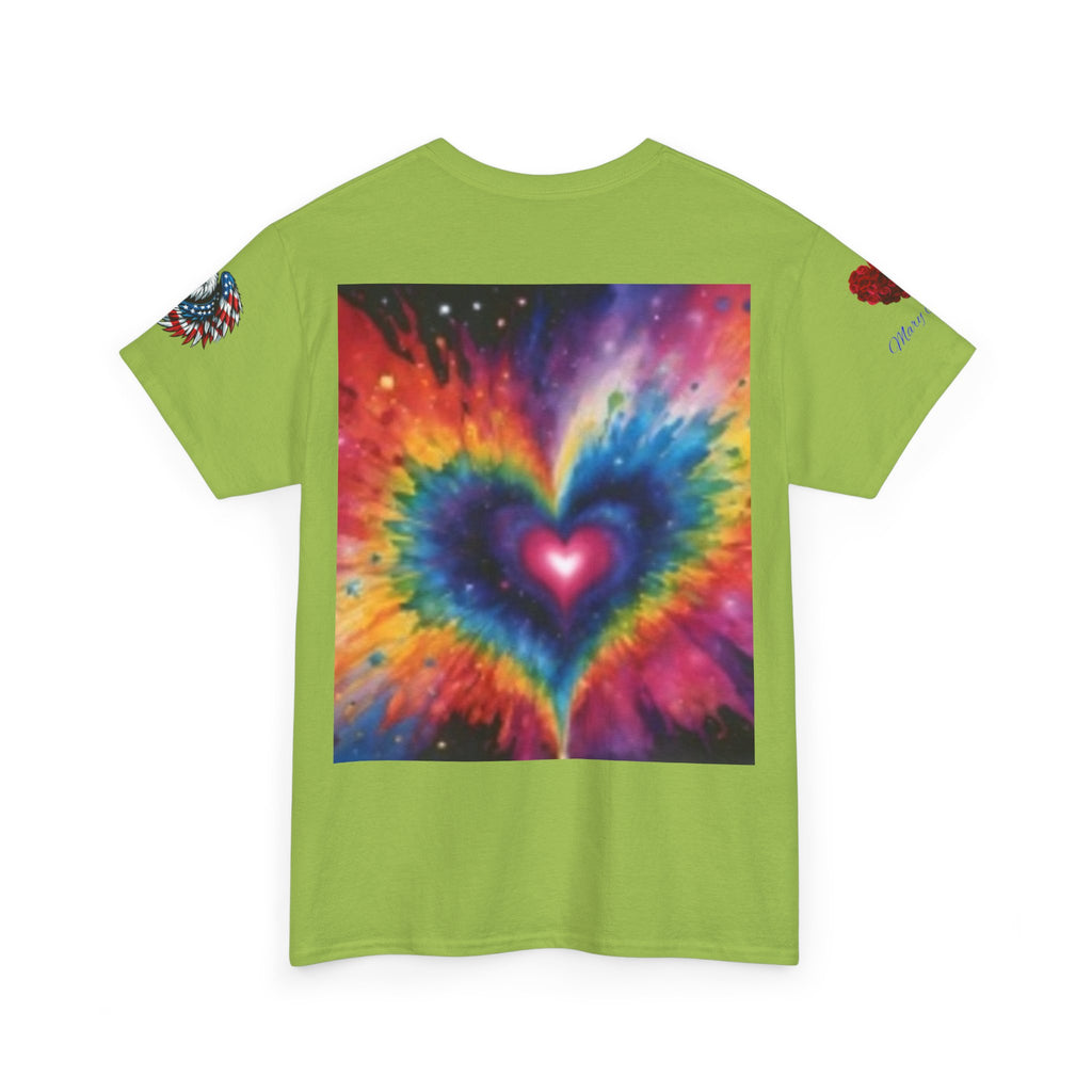 Mary Jordan Colorful Animal Print Patriotic Heart T-shirt