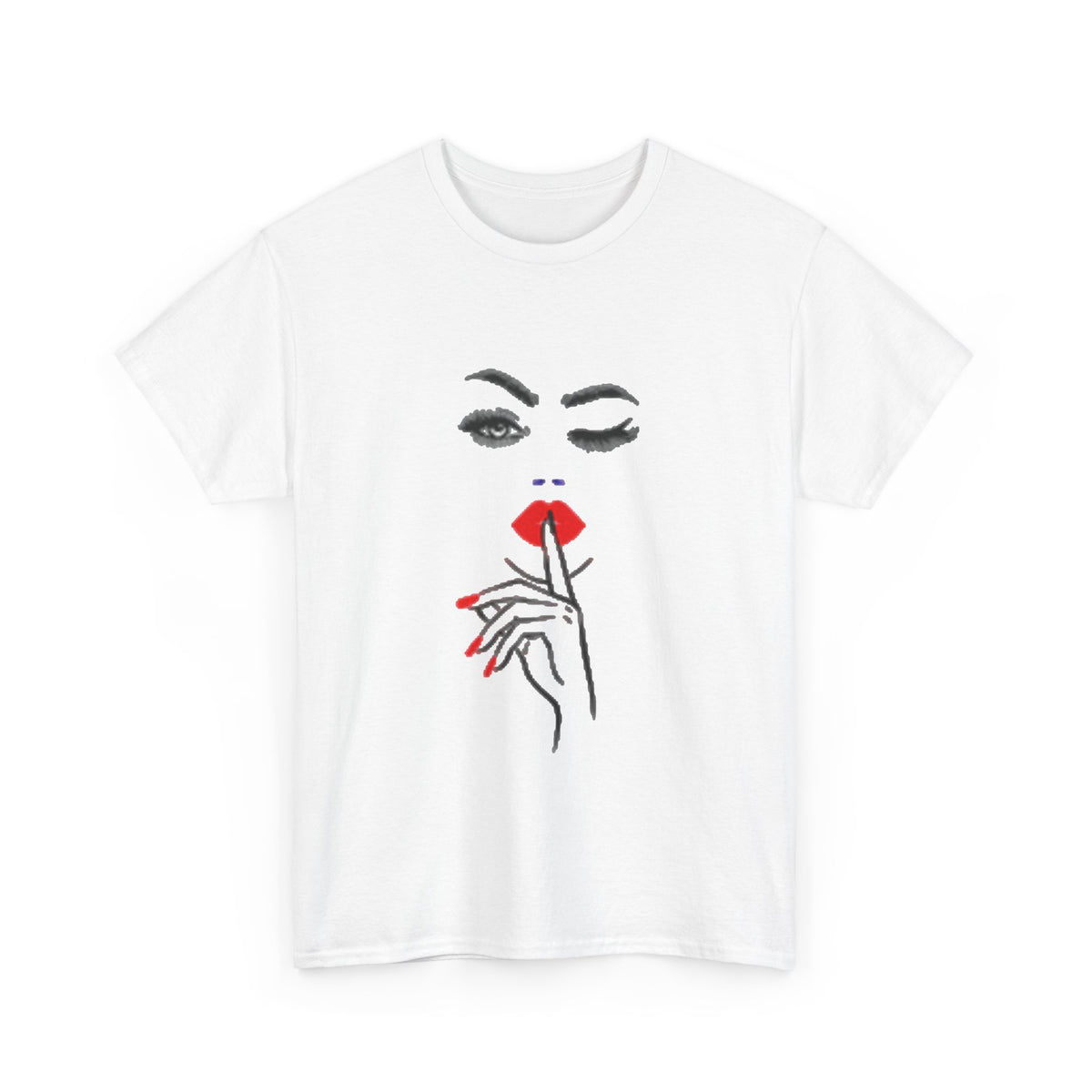 Wink & Shh Graphic Tee — Red Lips Fashion T-Shirt