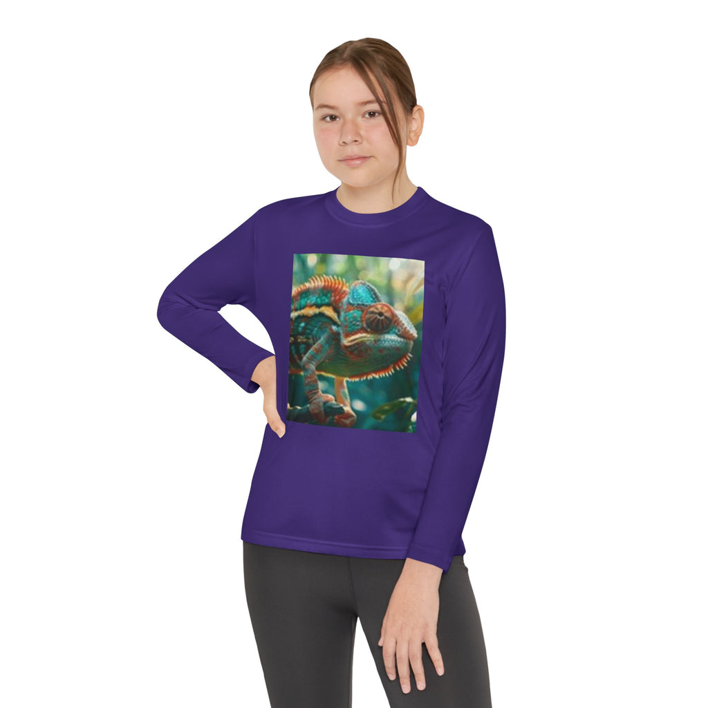 Youth Long Sleeve Tee — Tropical Chameleon Graphic