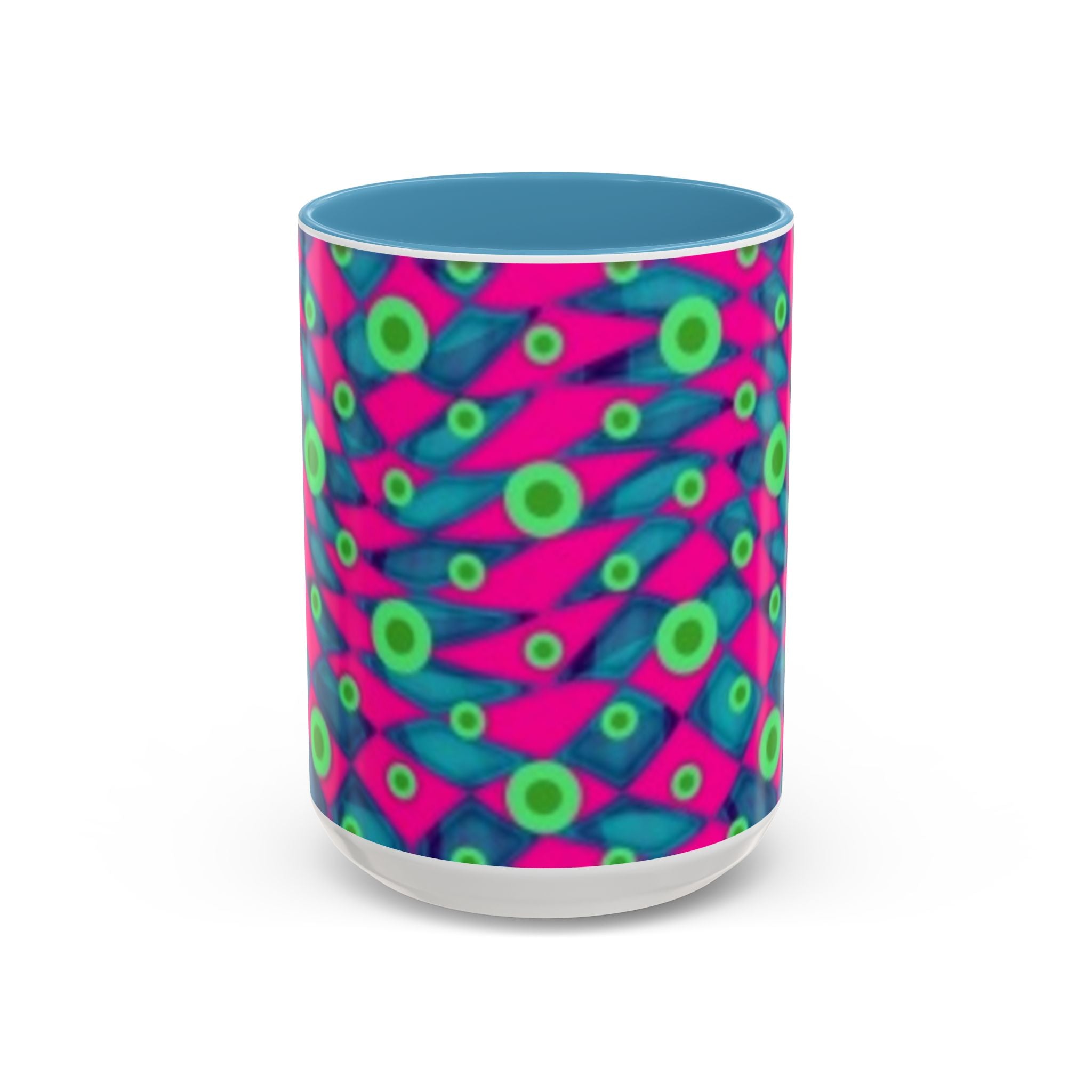 Abstract Neon Pattern Coffee Mug — Vibrant Retro Geometric Accent Mug (11/15oz)