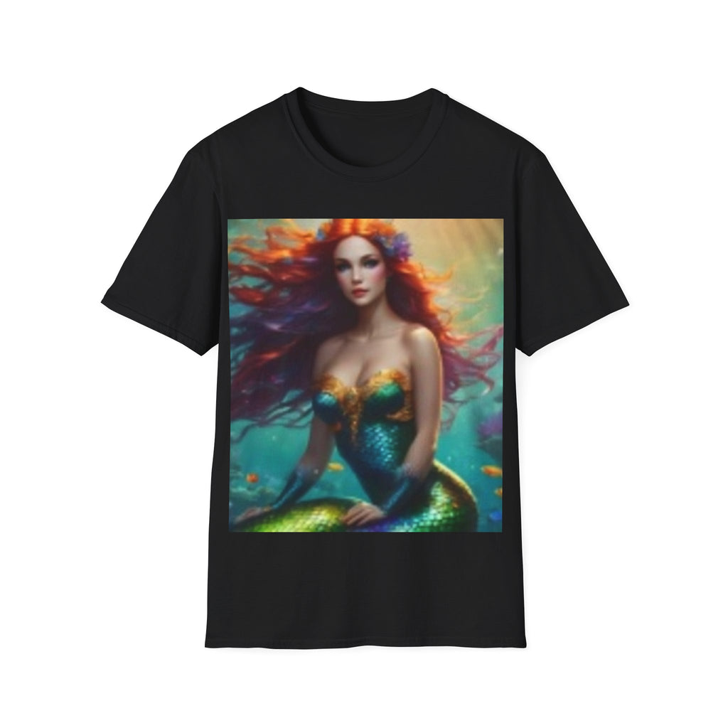 Mermaid Portrait T-Shirt — Artistic Red-Headed Siren Graphic Tee