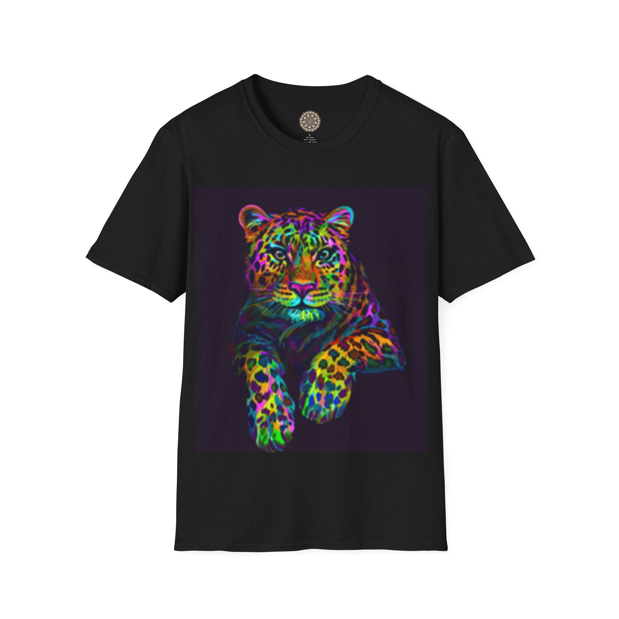 Leopard Art T-Shirt — Neon Rainbow Big Cat Graphic Tee