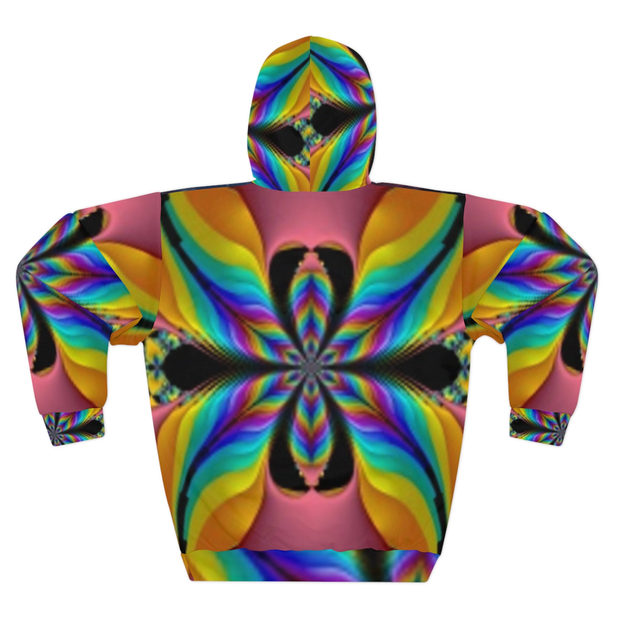 Psychedelic Sunset Hoodie — Rainbow Kaleidoscope All-Over Print Pullover
