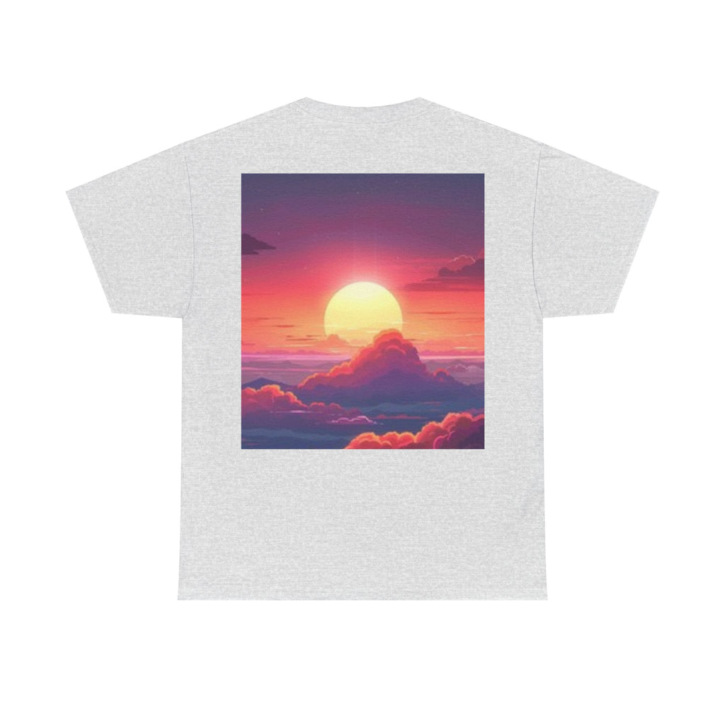 Mythic Sunset Portrait Tee — Artistic Goddess & Vibrant Sunset Graphic T-Shirt