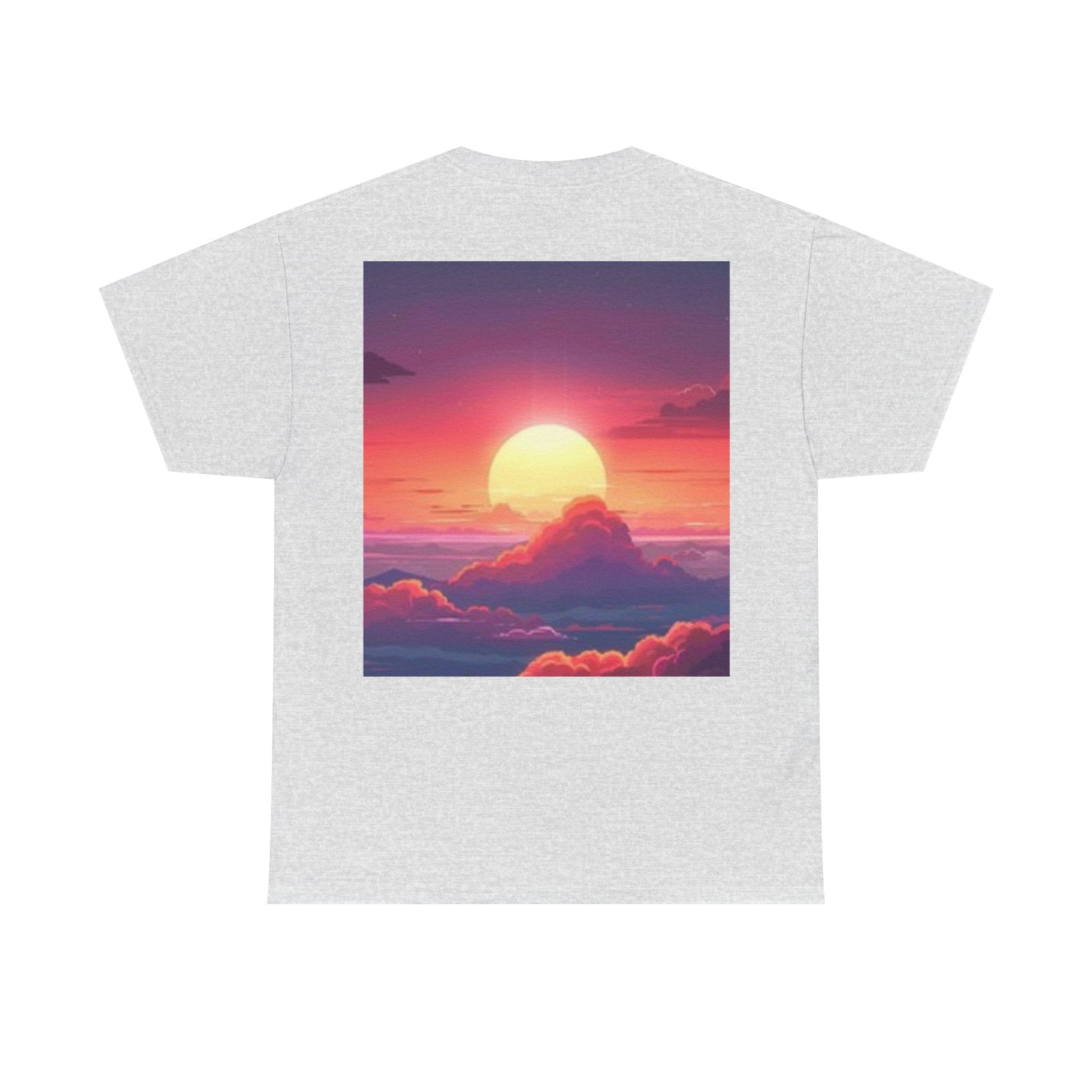 Mythic Sunset Portrait Tee — Artistic Goddess & Vibrant Sunset Graphic T-Shirt