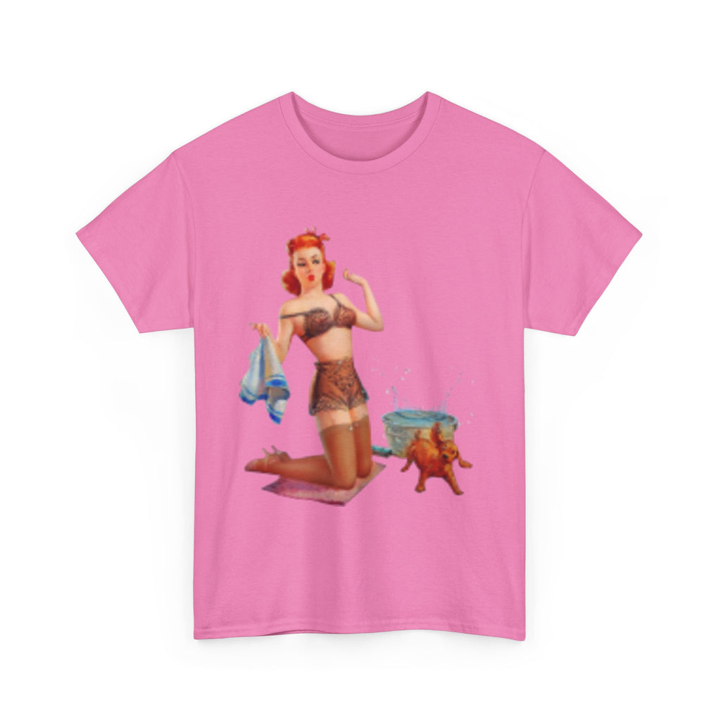 Pinup Beach Girl & Sunset T-Shirt — Retro Bikini Pin-Up Graphic T-shirt