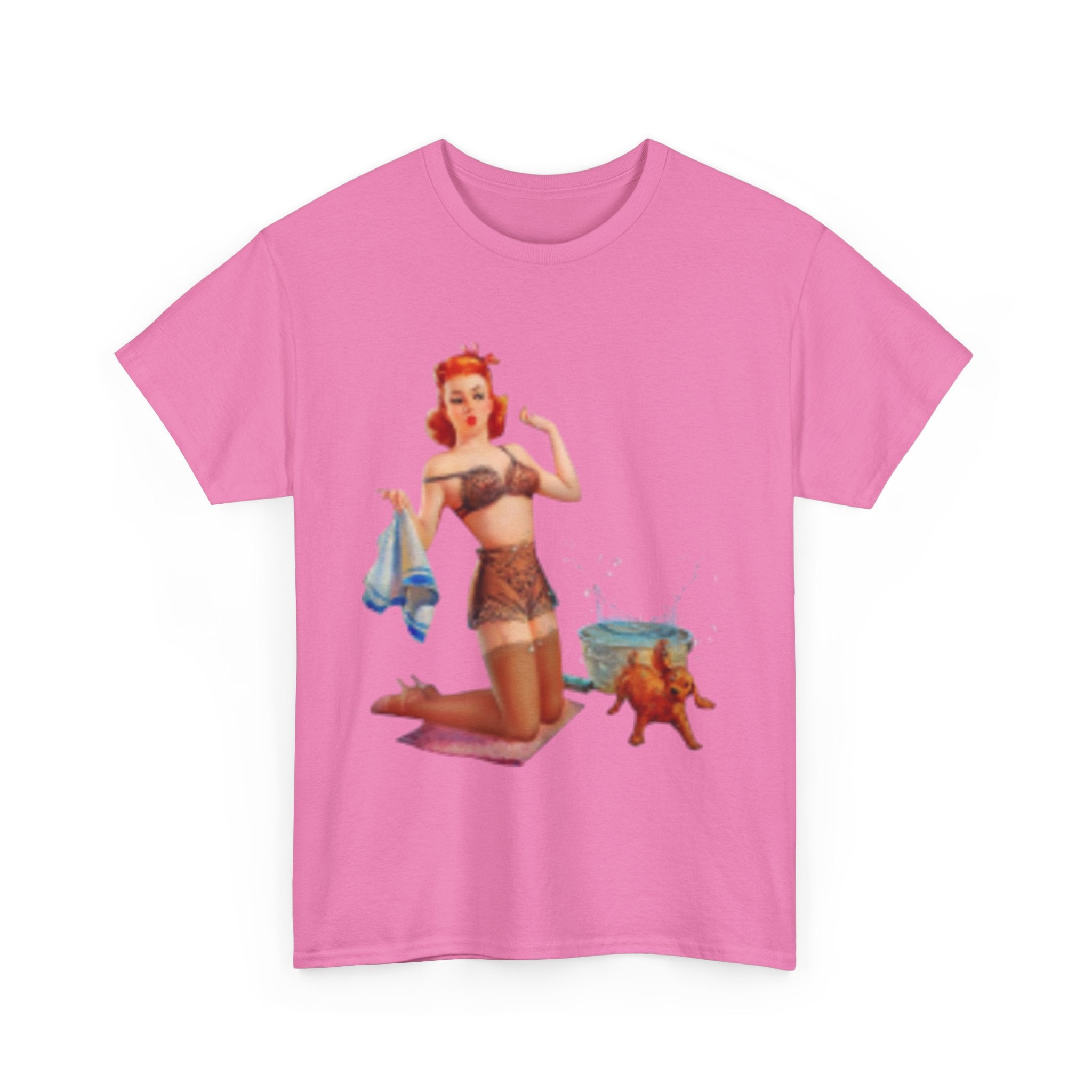 Pinup Beach Girl & Sunset T-Shirt — Retro Bikini Pin-Up Graphic T-shirt