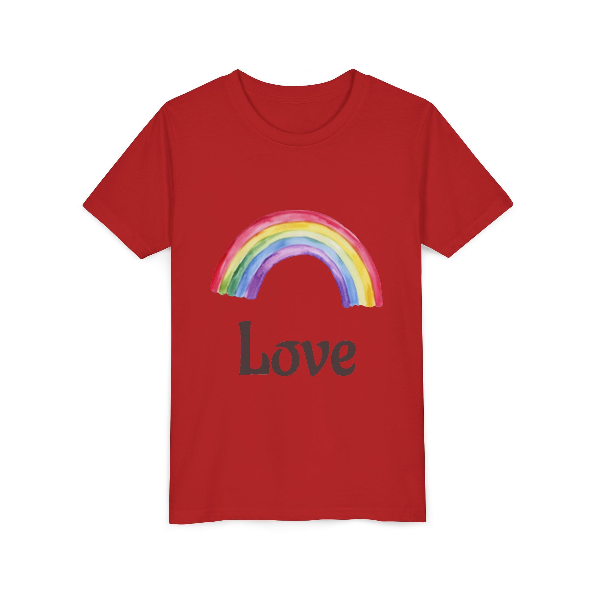 Youth T-shirt — Watercolor Rainbow & Paint Stroke American Flag Kids Shirt