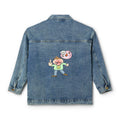 Women's Denim Jacket — Cute Cartoon Brain, Shooting the Finger  Character Back Graphic