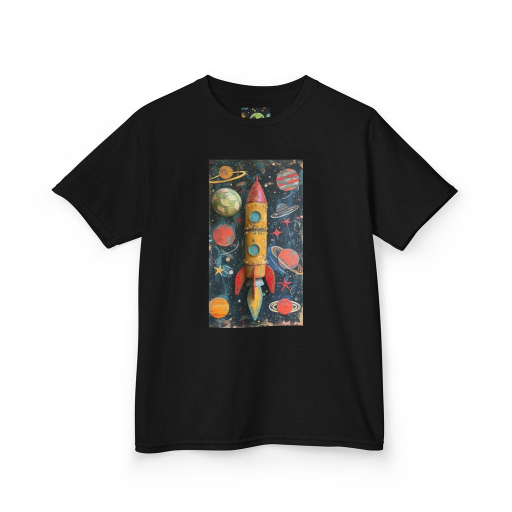 Kids Rocket Space Tee — Colorful Planets & Rocketship Shirt for Young Astronauts